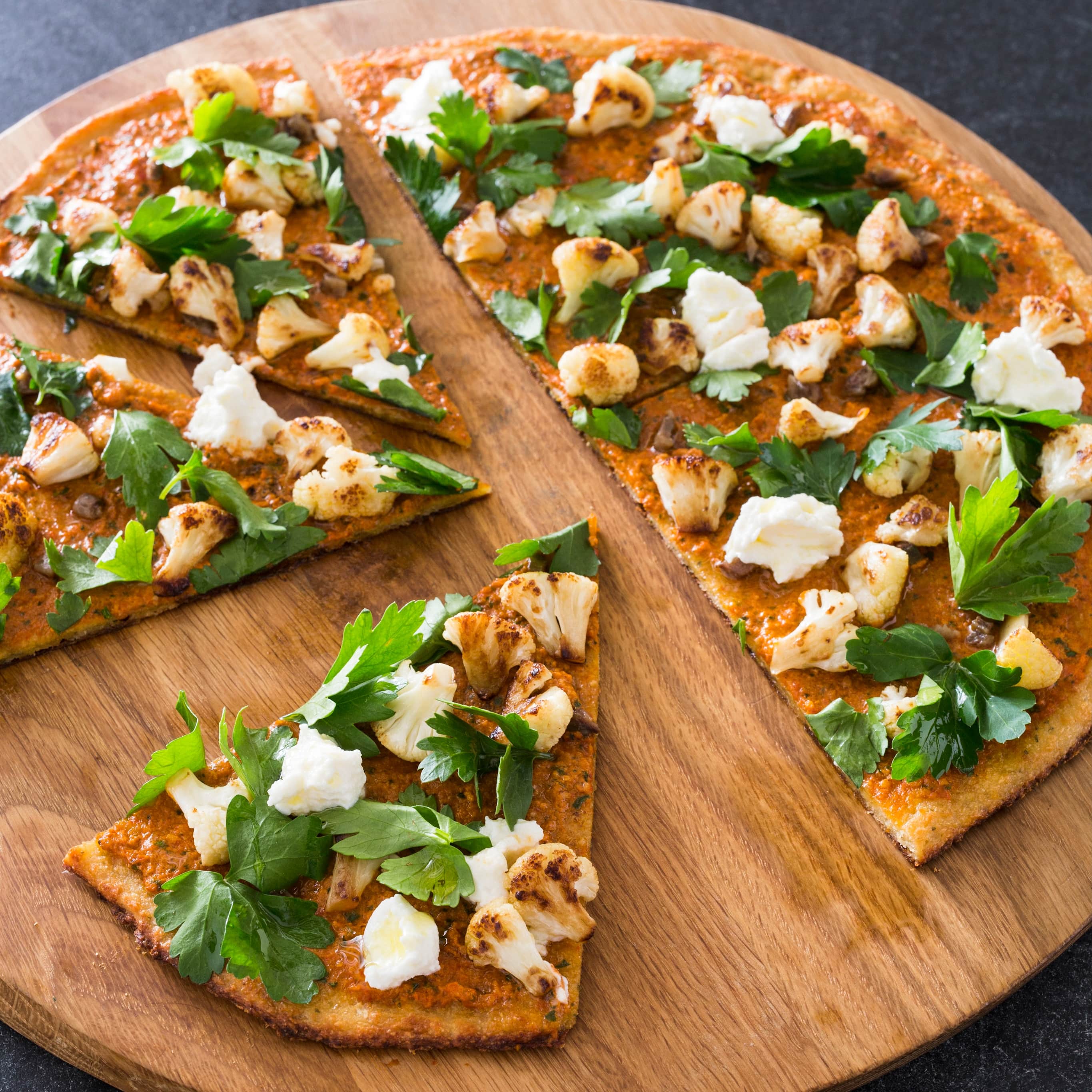 Cauliflower-Chickpea Flatbread with Romesco