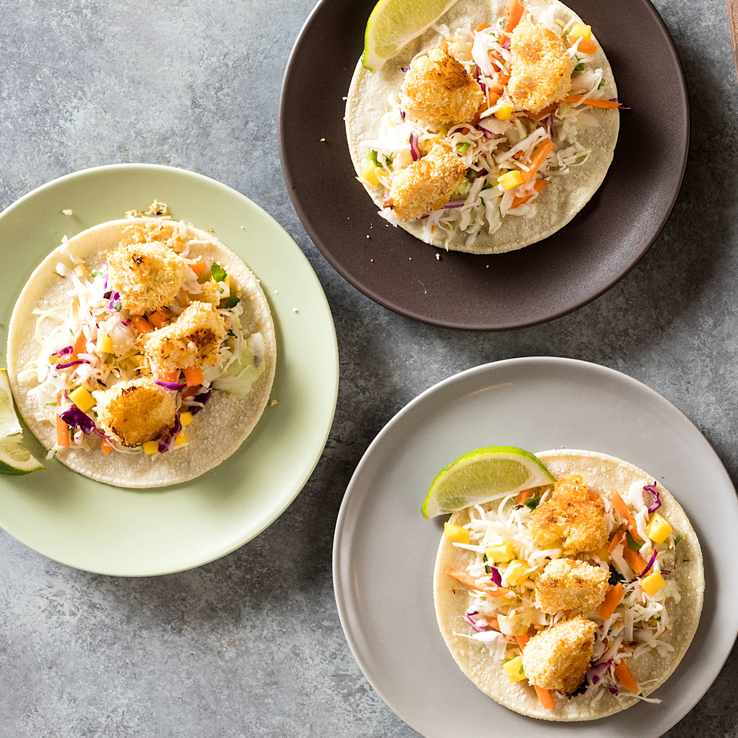 Toaster-Oven Crispy Cauliflower Tacos with Mango Cabbage Slaw