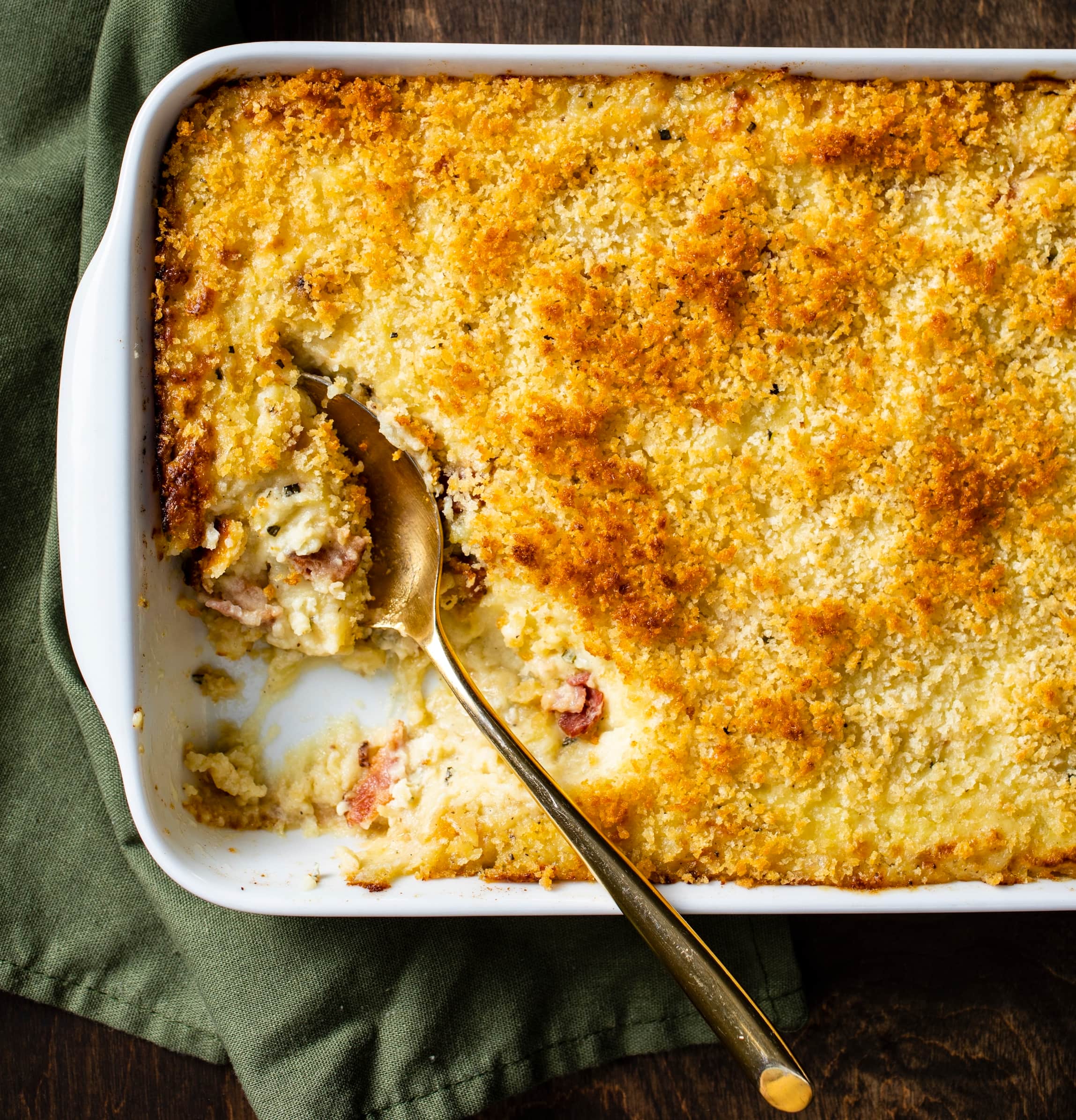 Cheesy Mashed Potato Casserole with Blue Cheese, Bacon and Rosemary | America's Test Kitchen