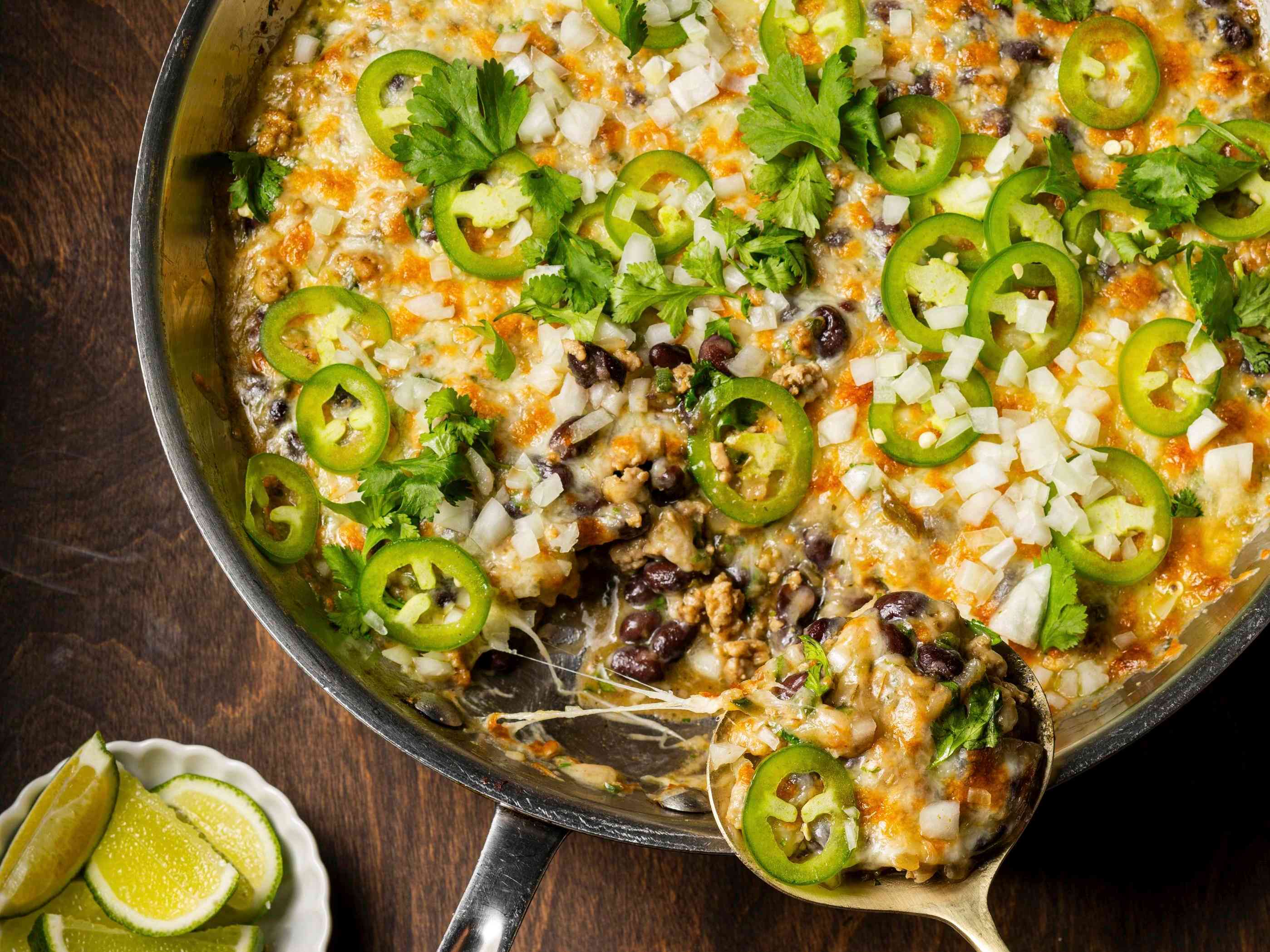 Cheesy Green Chile, Chicken, and Bean Skillet