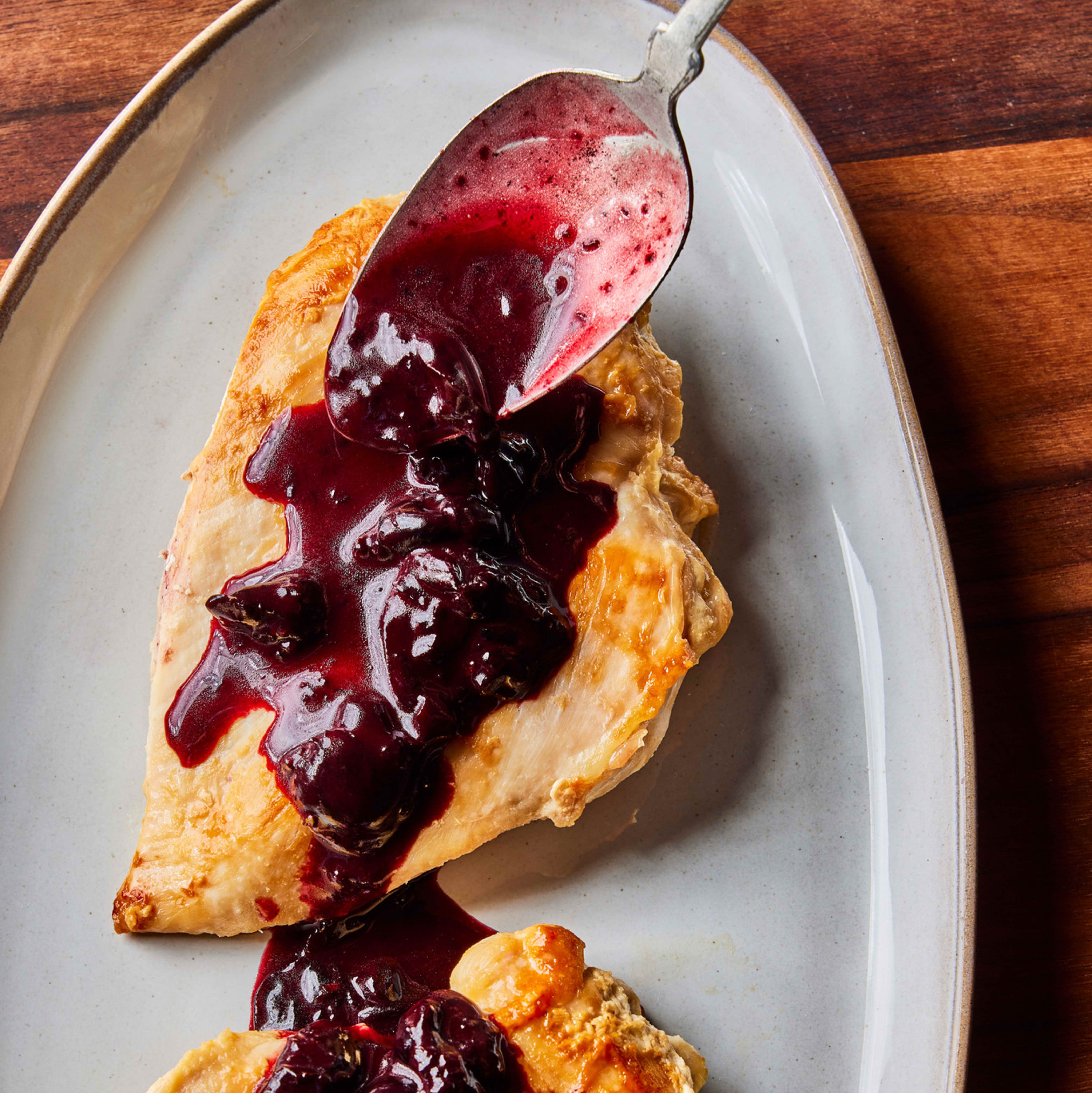 Cold-Start Pan-Seared Chicken Breasts with Cherry and Rosemary Pan Sauce For Two