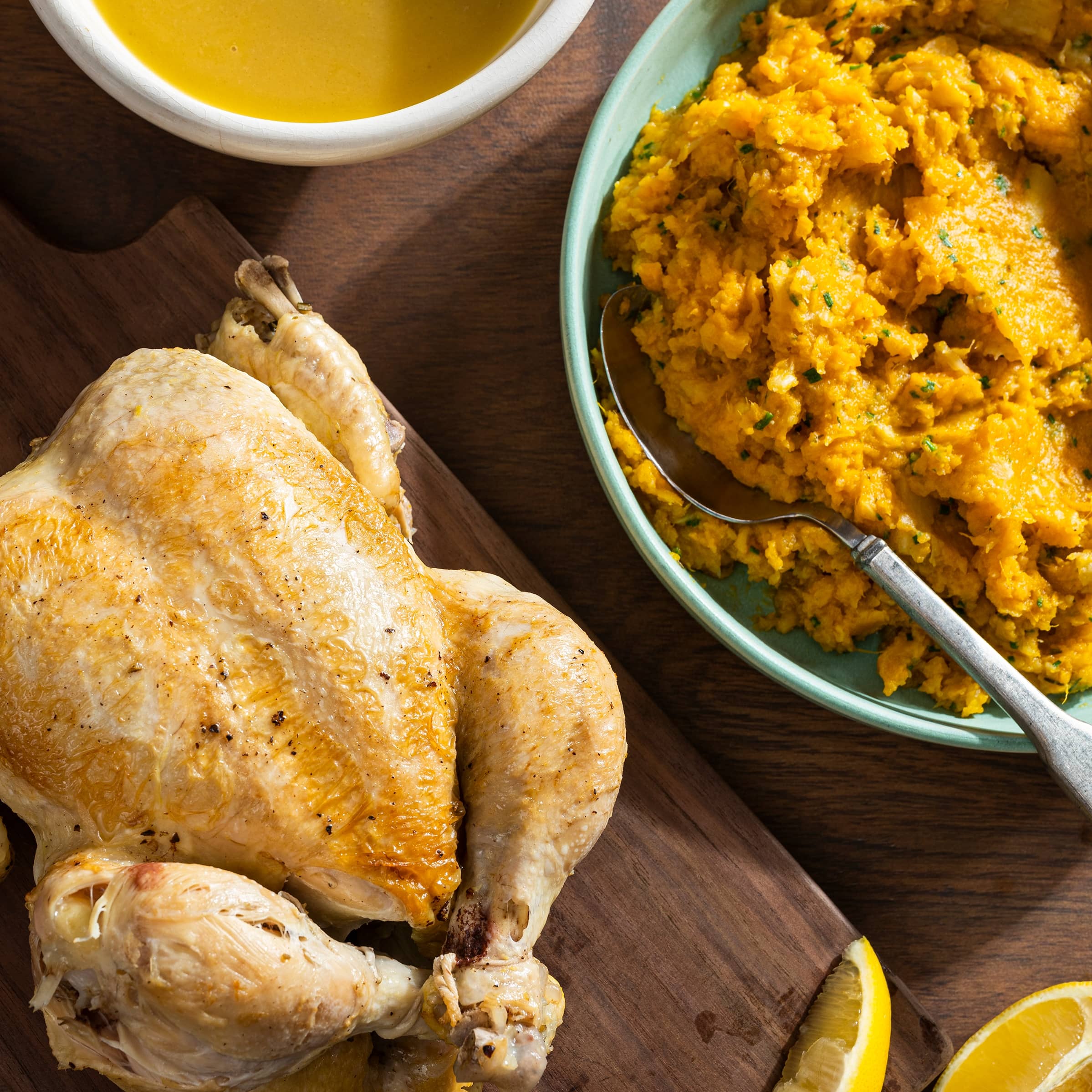 Instant Pot Chicken in a Pot with Mashed Root Vegetables