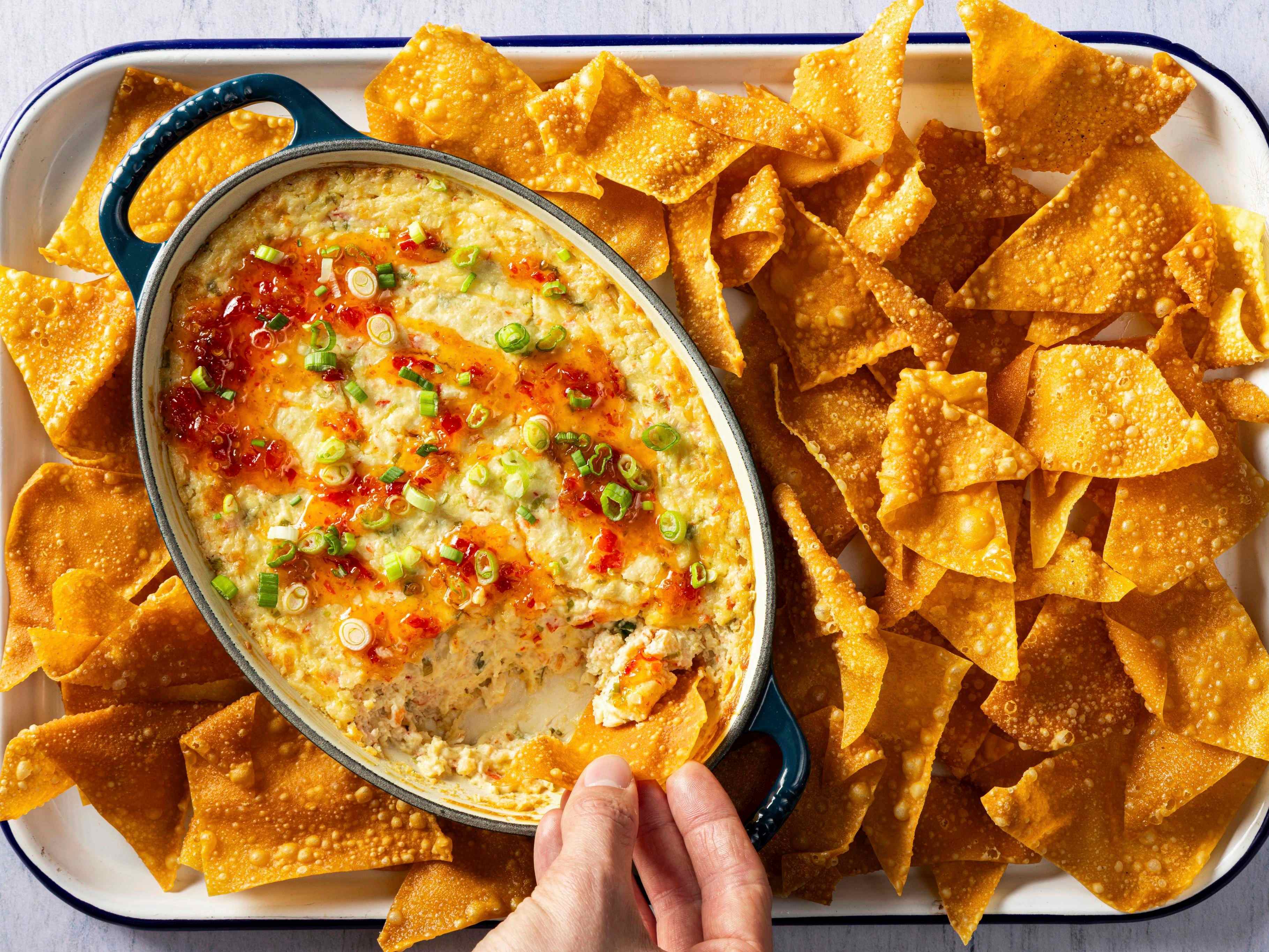 Crab Rangoon Dip with Crispy Wonton Chips