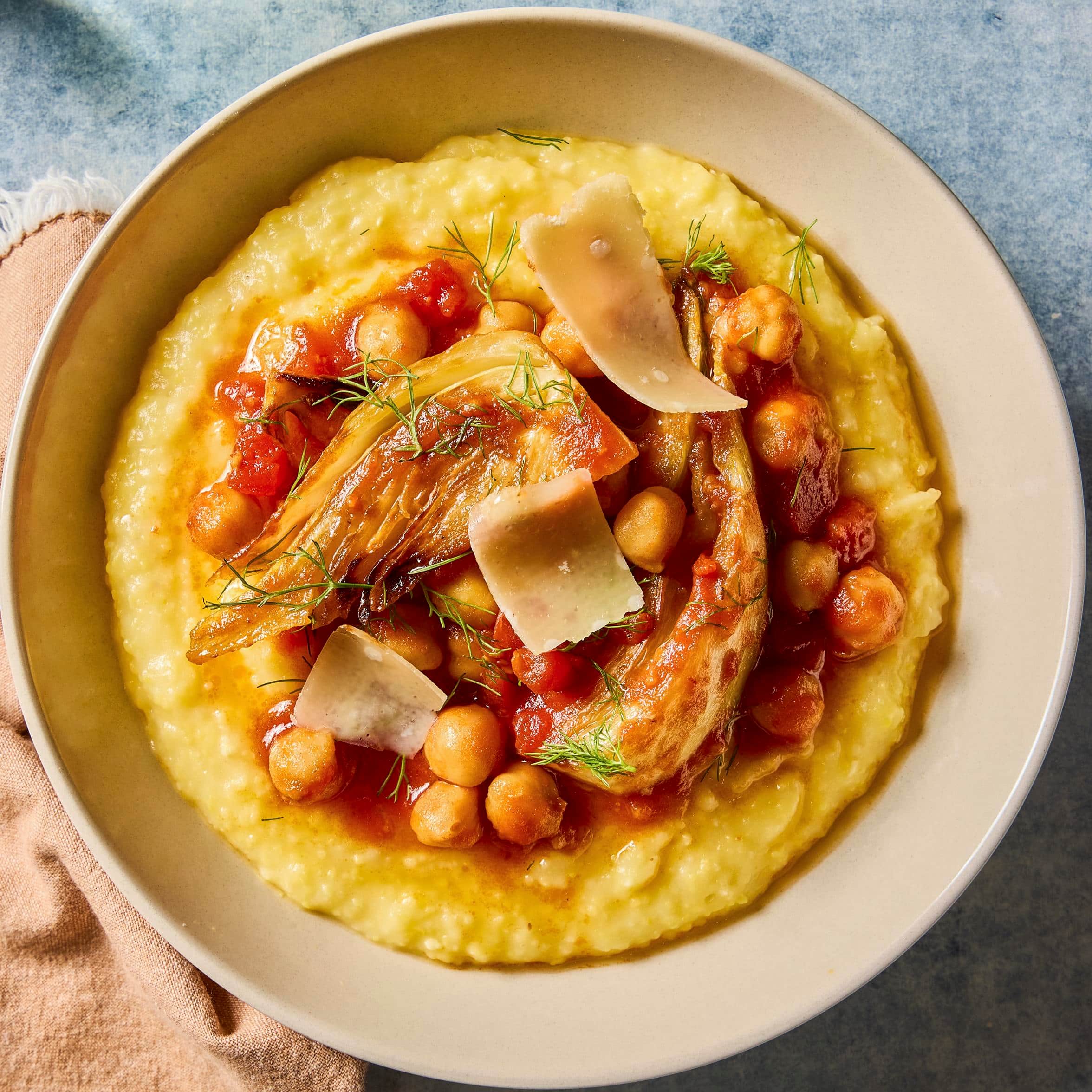 Creamy Polenta with Fennel and Chickpeas