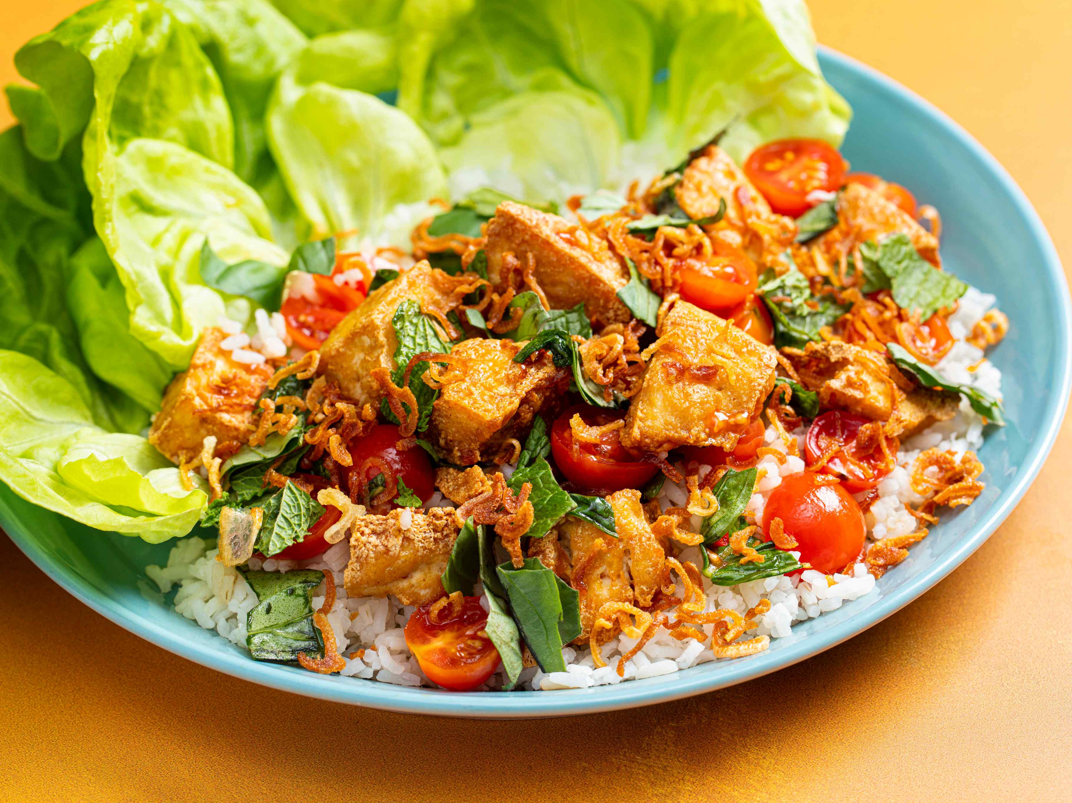 Crispy Tofu Salad with Cherry Tomatoes