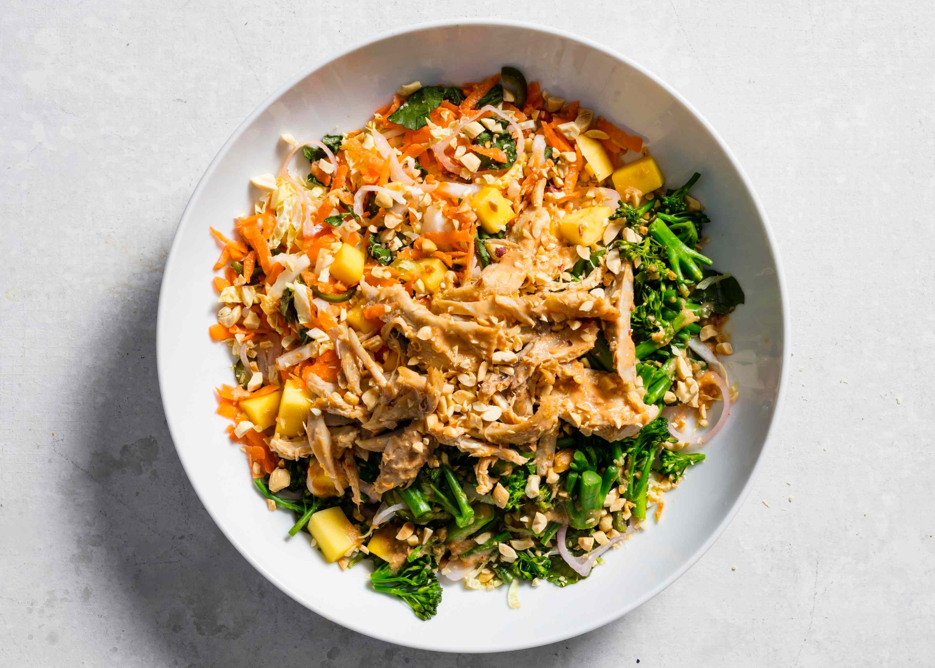 Hearty Green Salad with Spicy Peanut Chicken