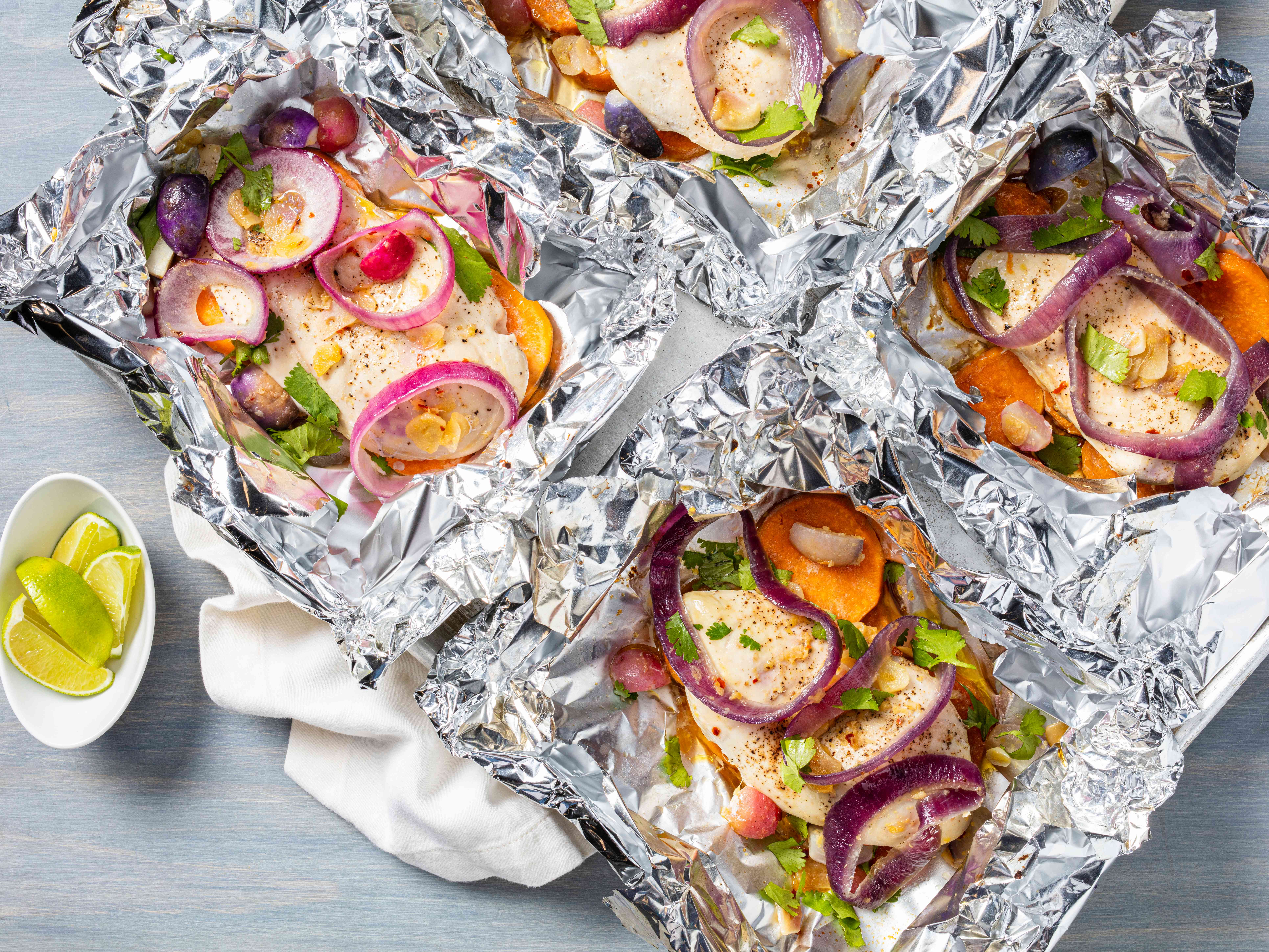 Chicken Baked in Foil with Sweet Potato and Radish | America's Test Kitchen