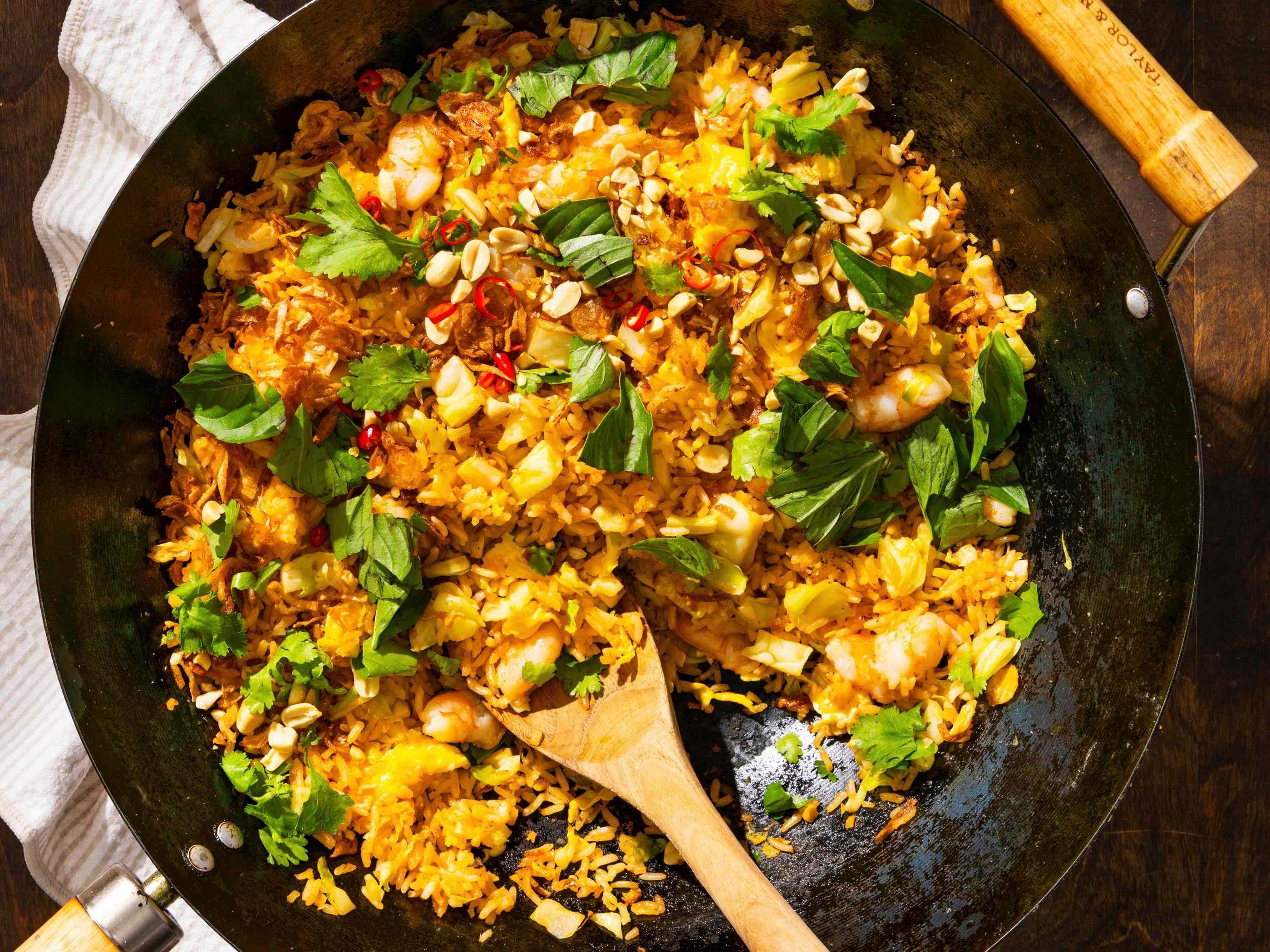 Fried Rice with Shrimp, Lime, and Peanuts
