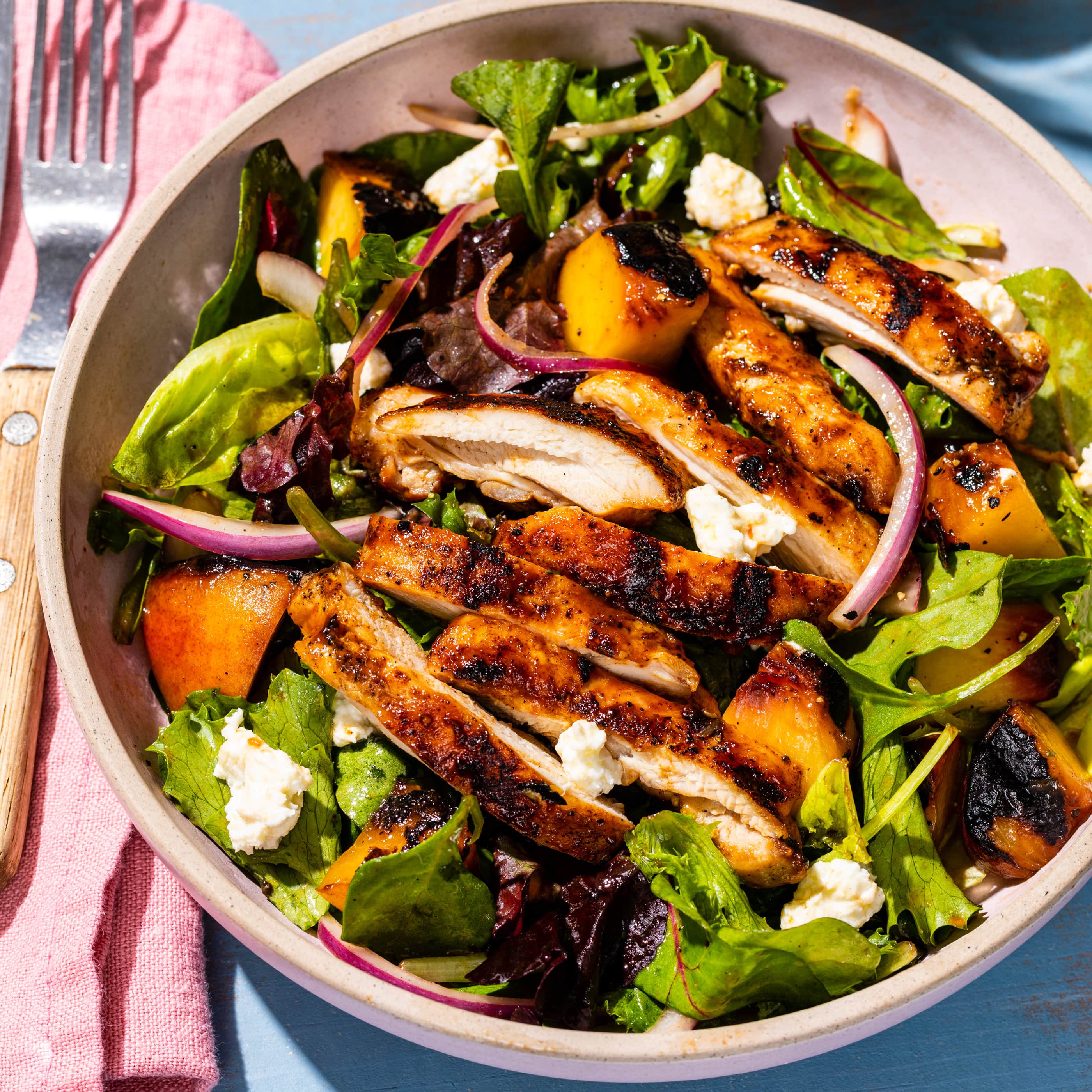 Grilled Barbecue Chicken and Peach Salad | America's Test Kitchen