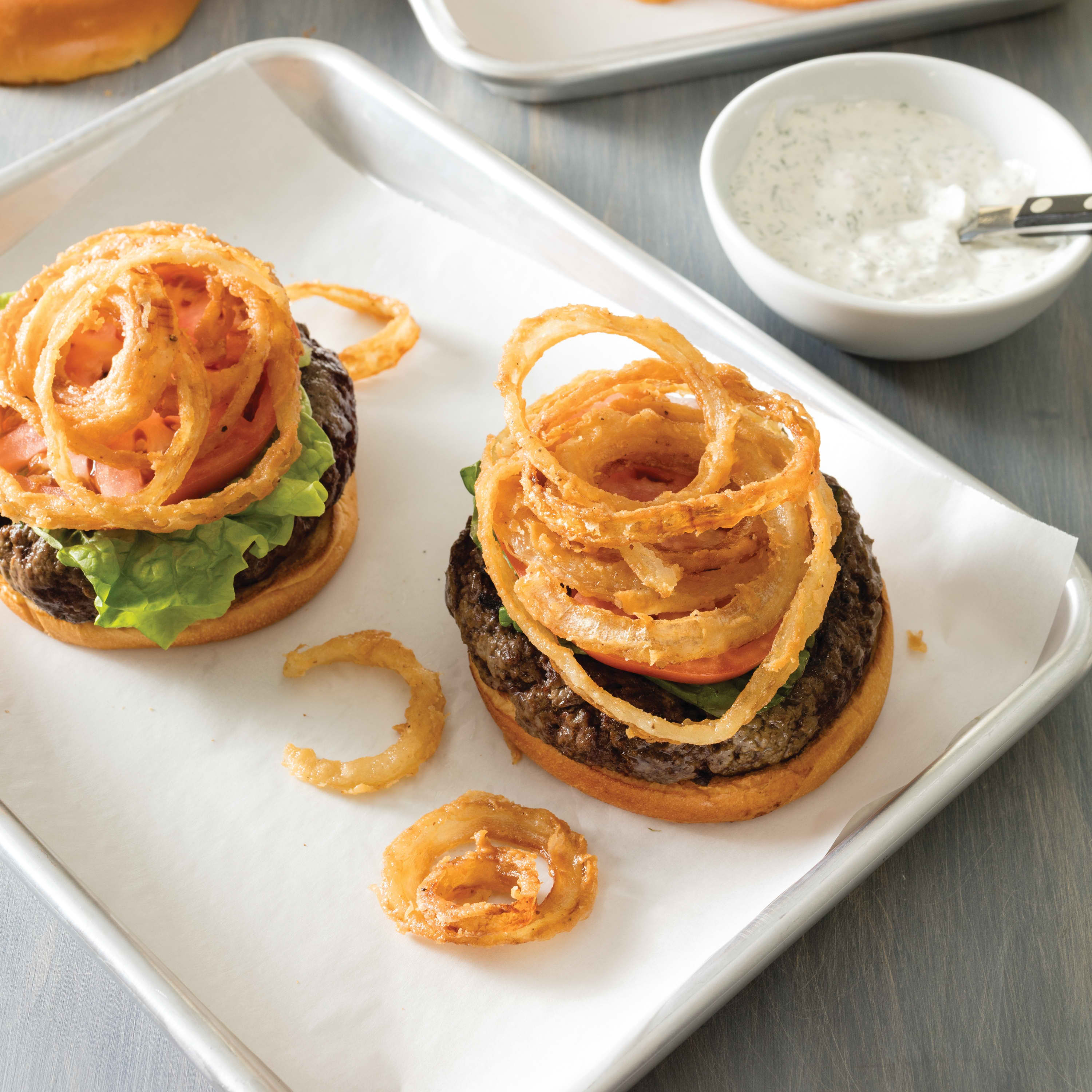 Grilled Crispy Onion-Ranch Burgers