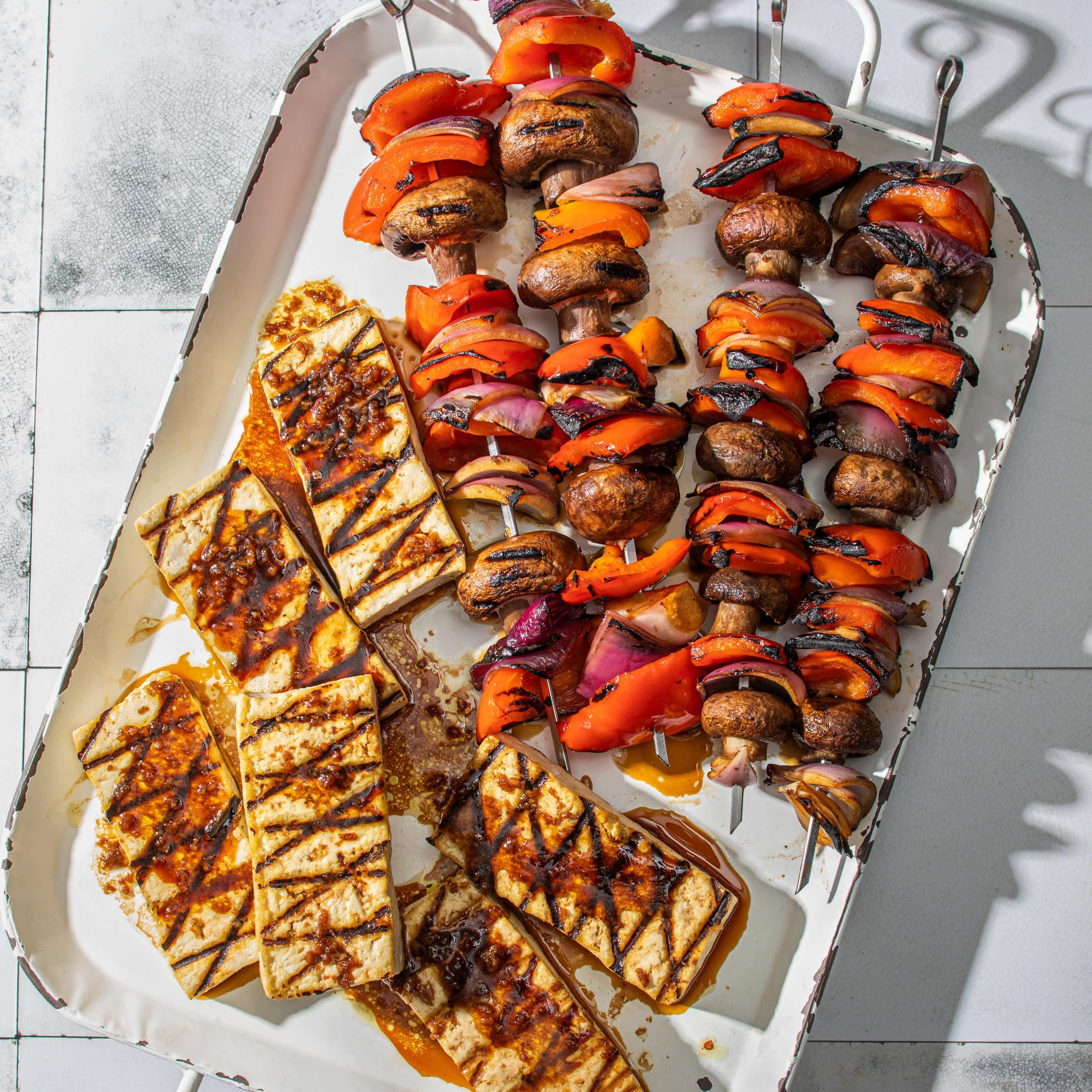 Grilled Tofu with Vegetable Skewers