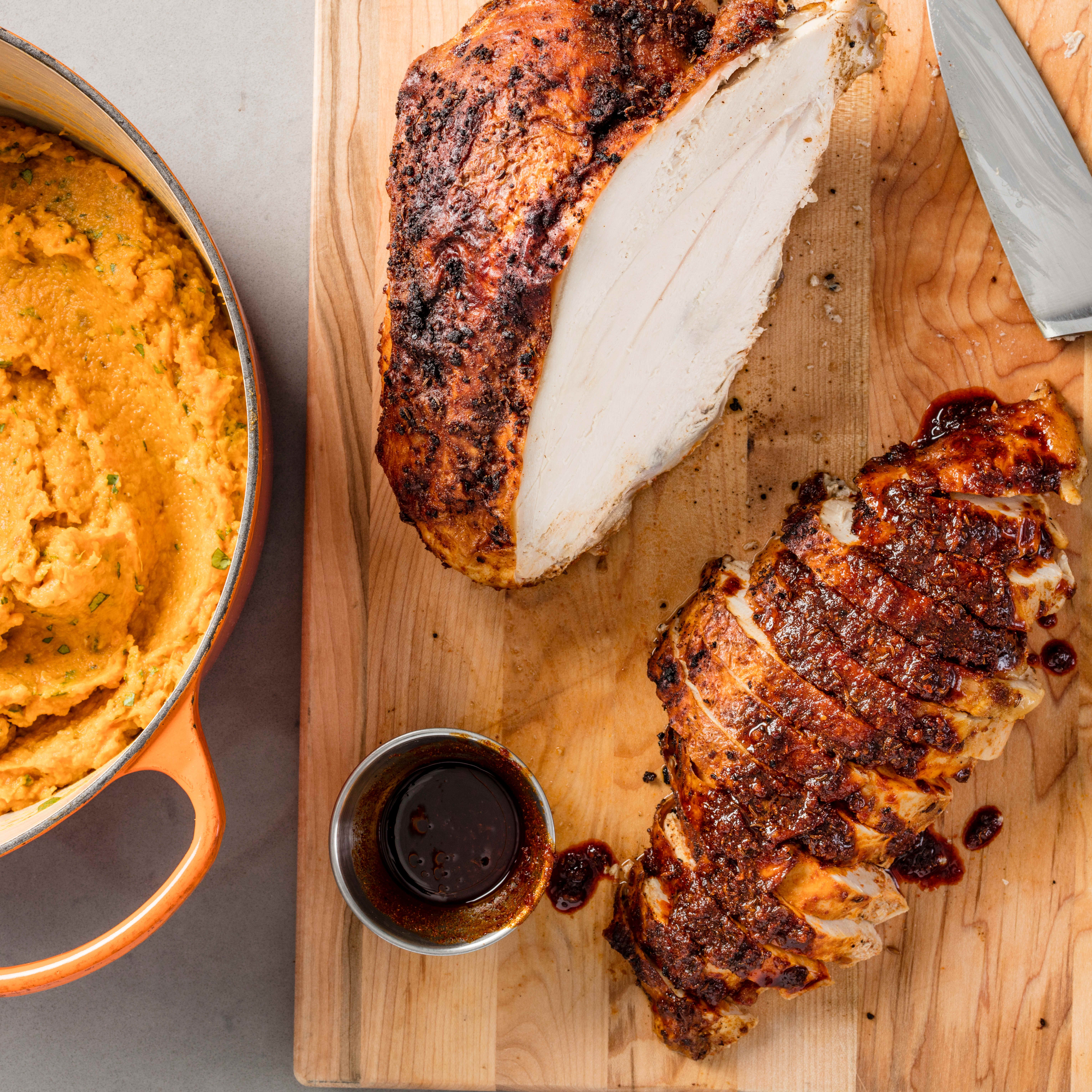 Harissa-Rubbed Turkey Breast with Mashed Sweet Potatoes