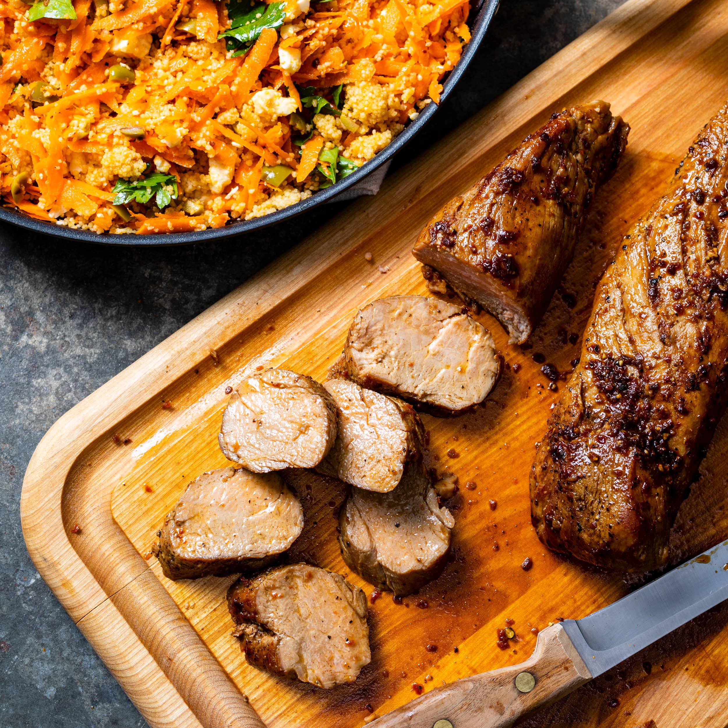 Harissa-Glazed Pork Tenderloin with Couscous Salad