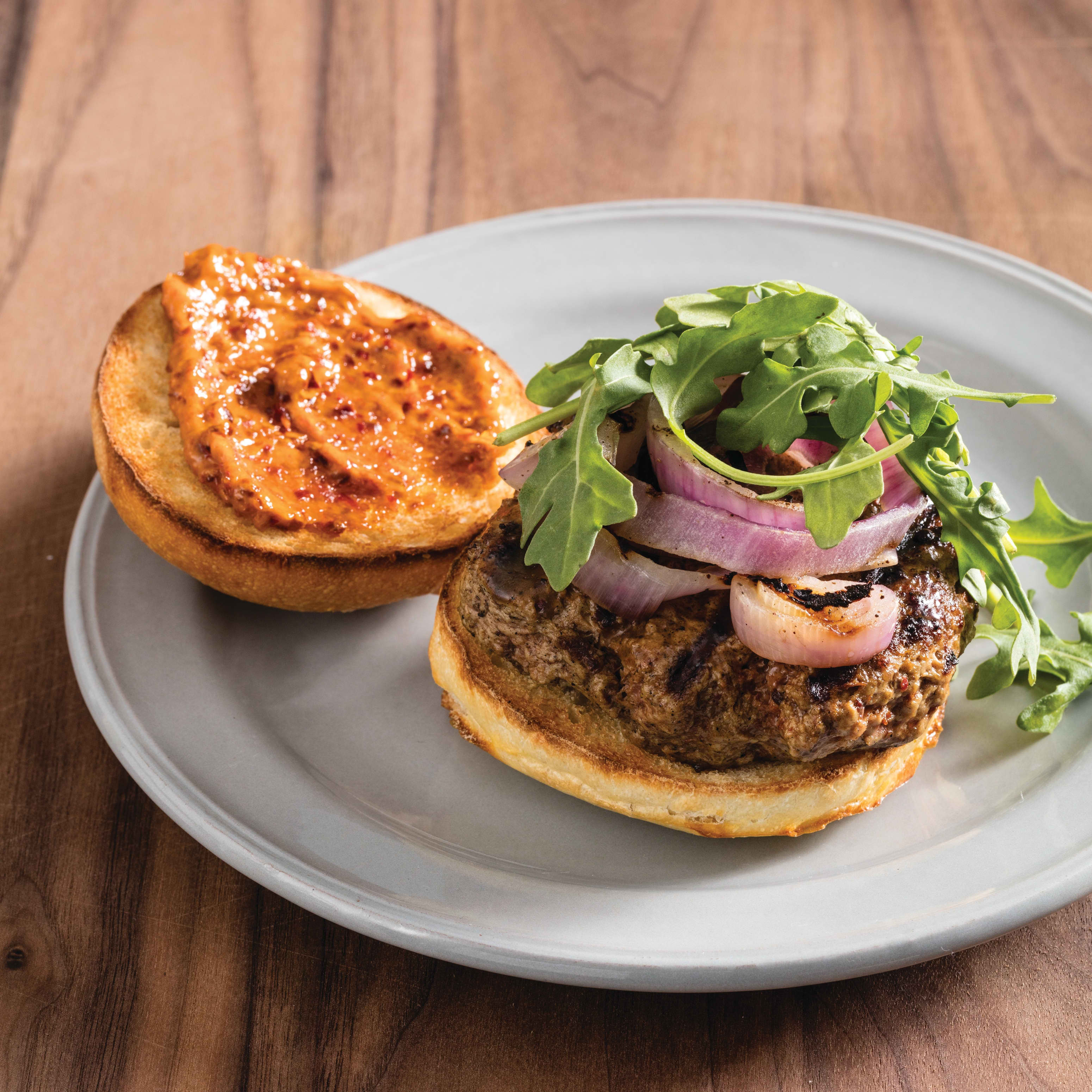 Grilled Harissa Lamb Burgers