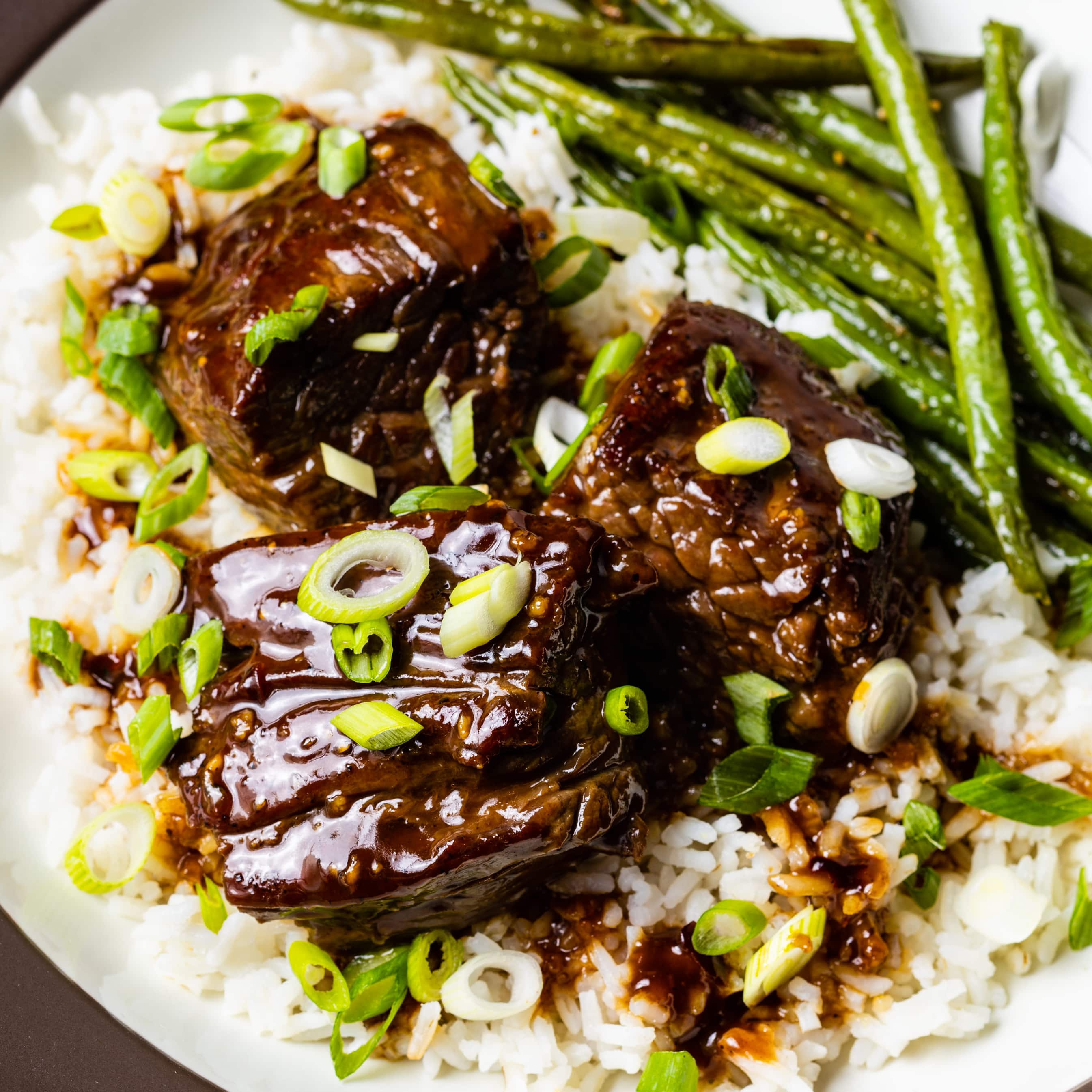 Honey-Soy Steak Tips with Roasted Green Beans
