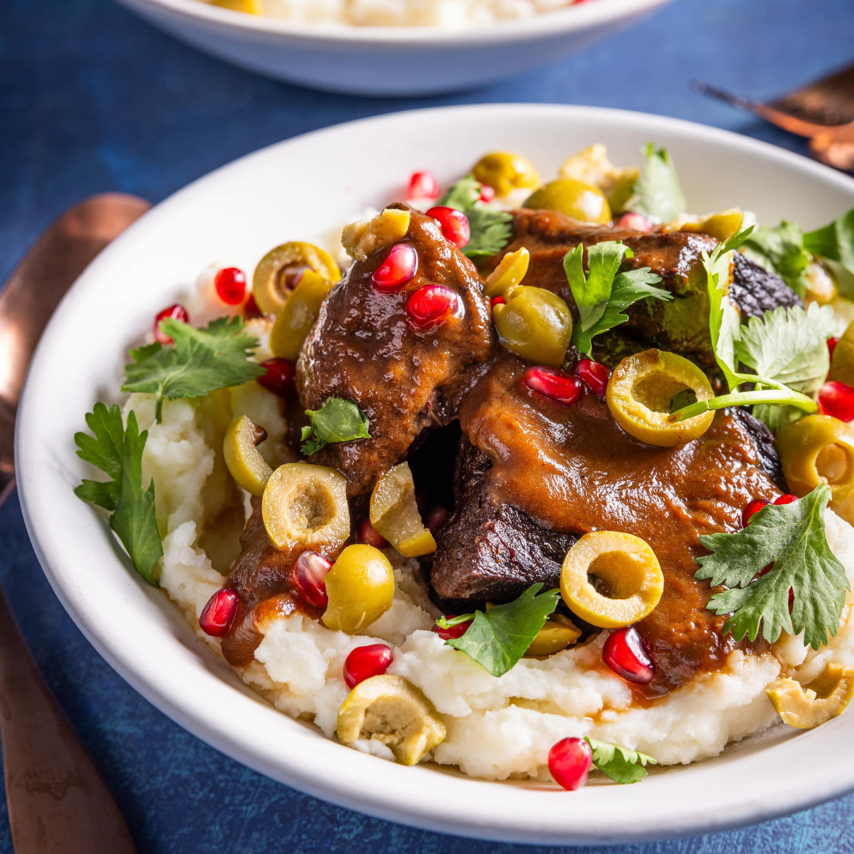 Instant Pot Pomegranate-Braised Beef Short Ribs With Prunes, Olives, and Cilantro