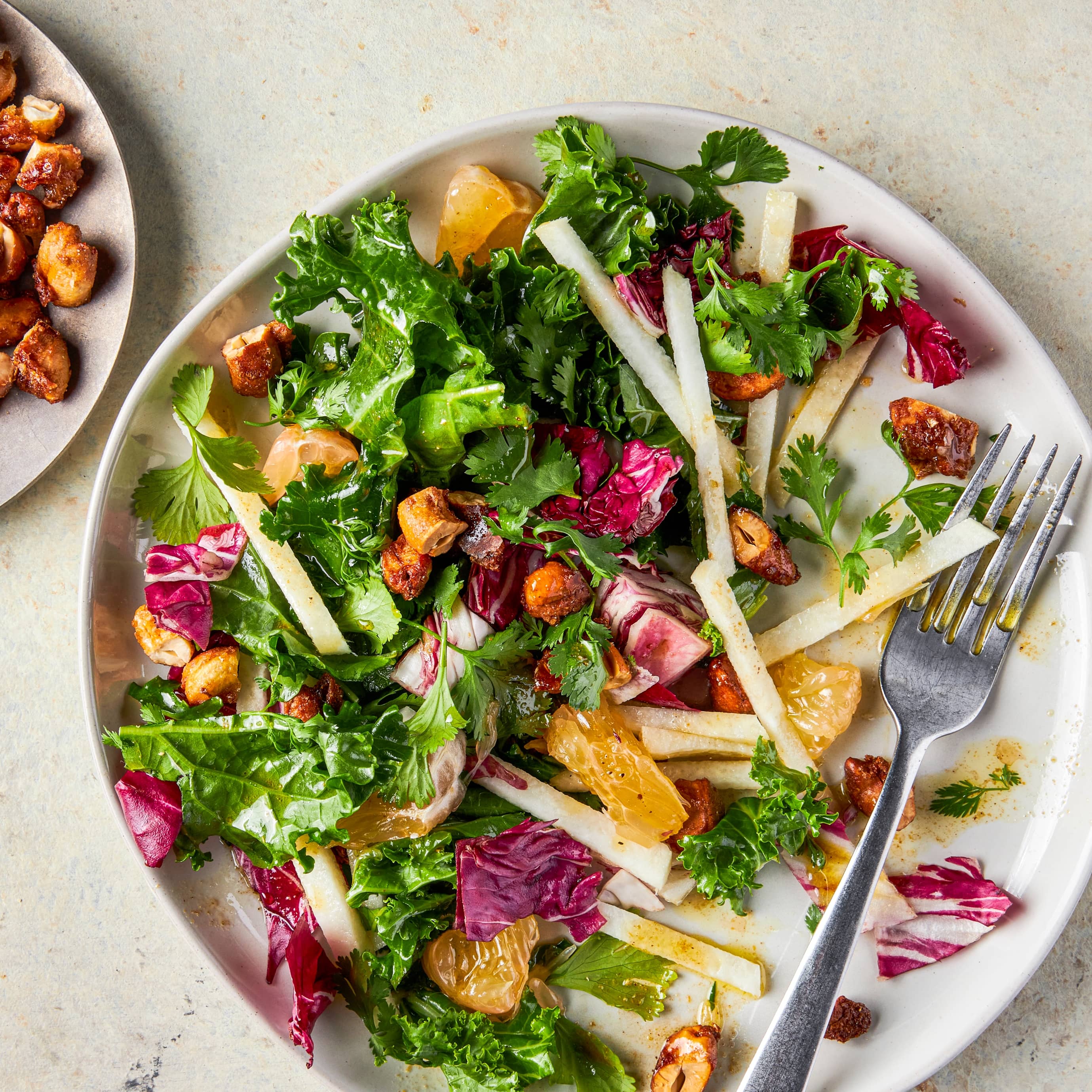 Kale Salad with Jicama, Pomelo, and Candied Cashews