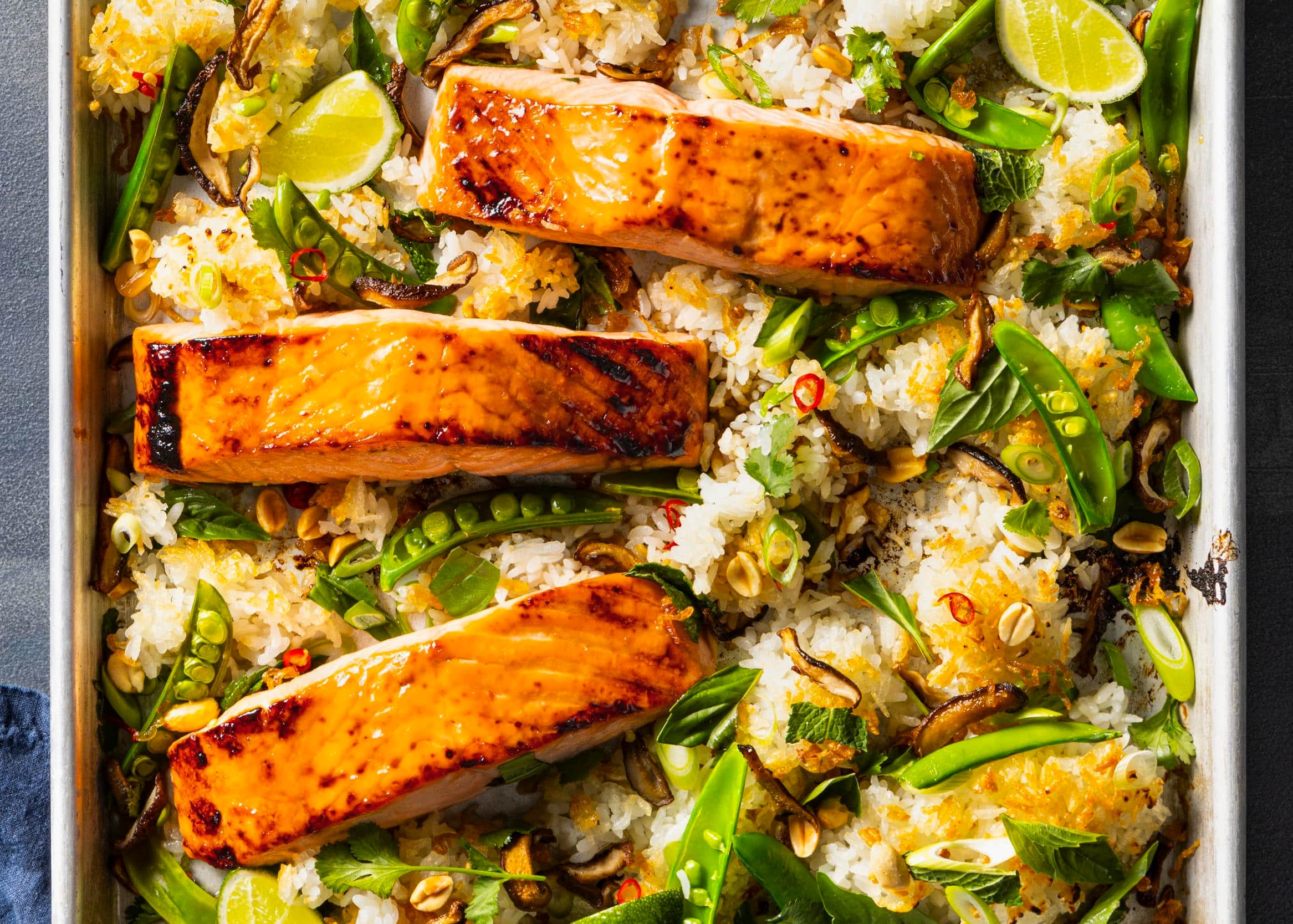 Lime-Glazed Salmon and Crispy Rice Salad