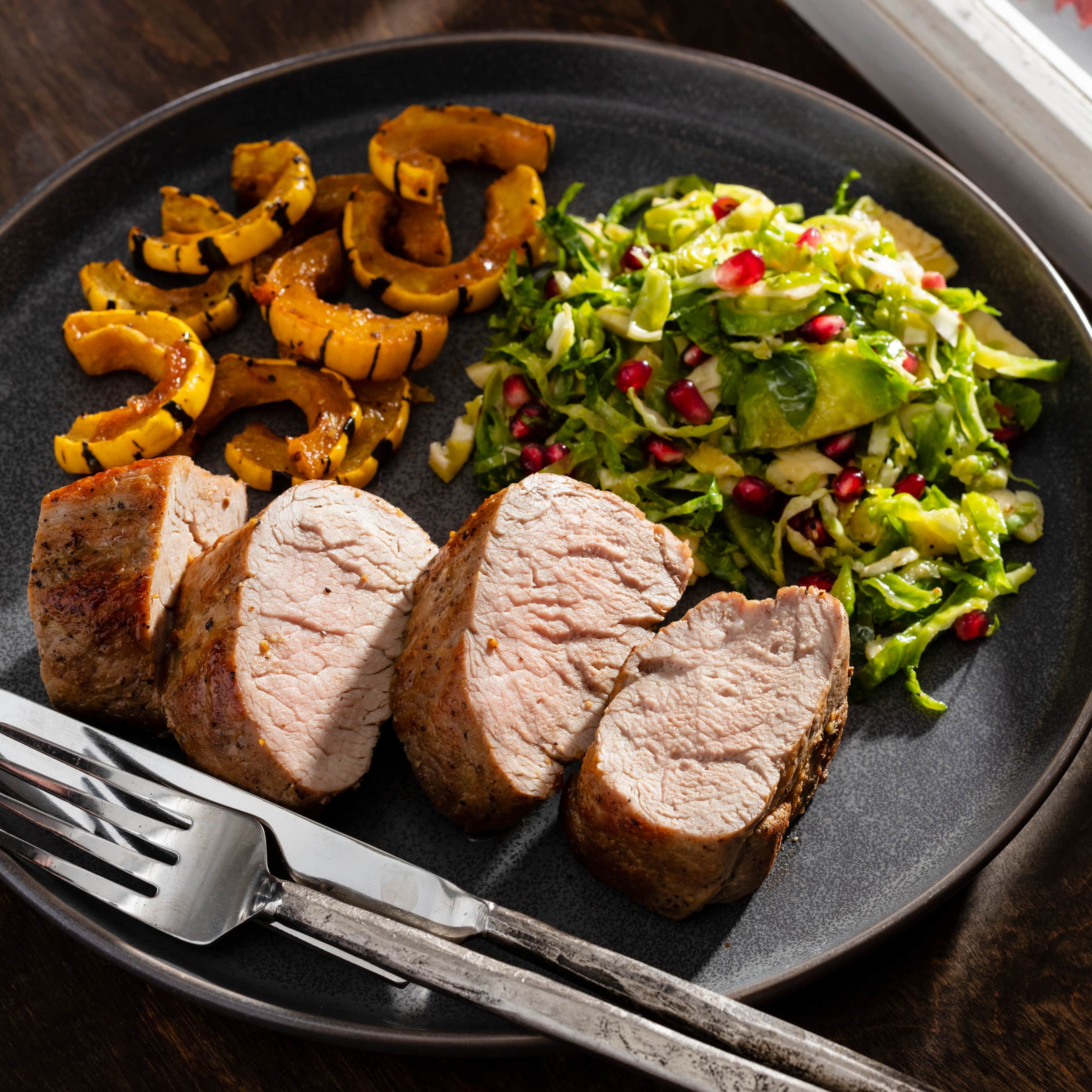 Miso-Glazed Pork with Squash and Brussels Sprouts