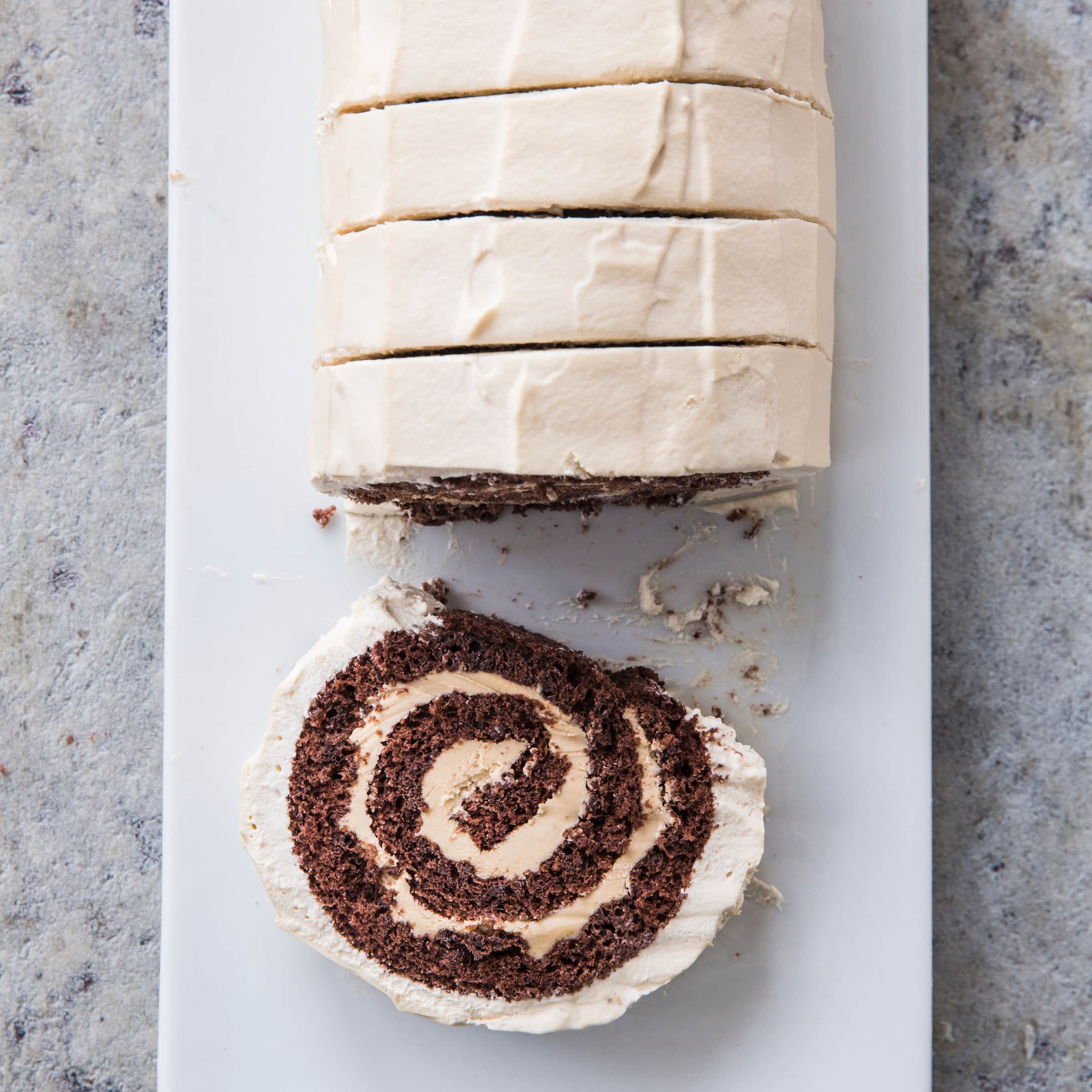 Mocha–Mascarpone Jelly Roll Cake (Reduced Sugar)