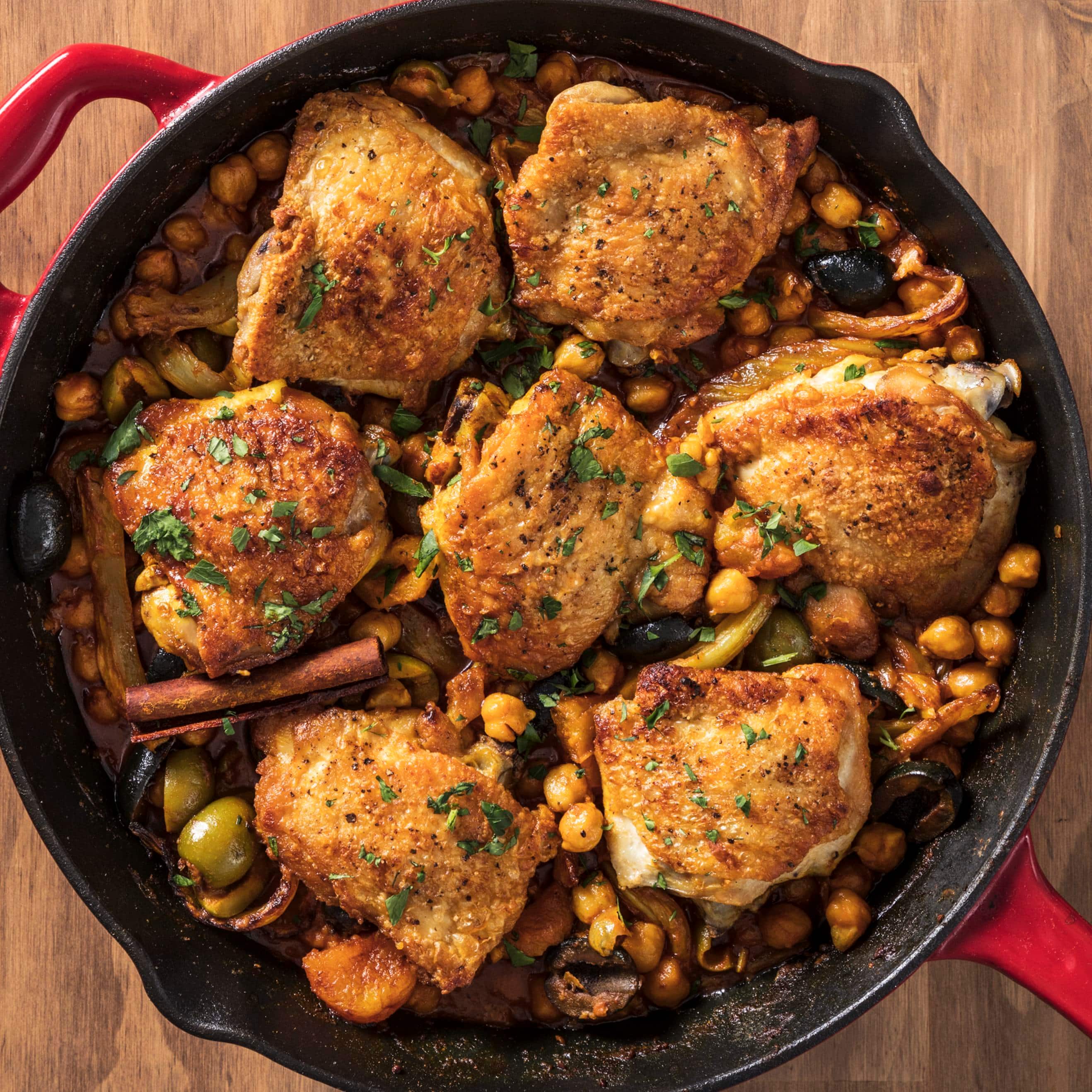 Chicken Tagine with Fennel, Chickpeas, and Apricots