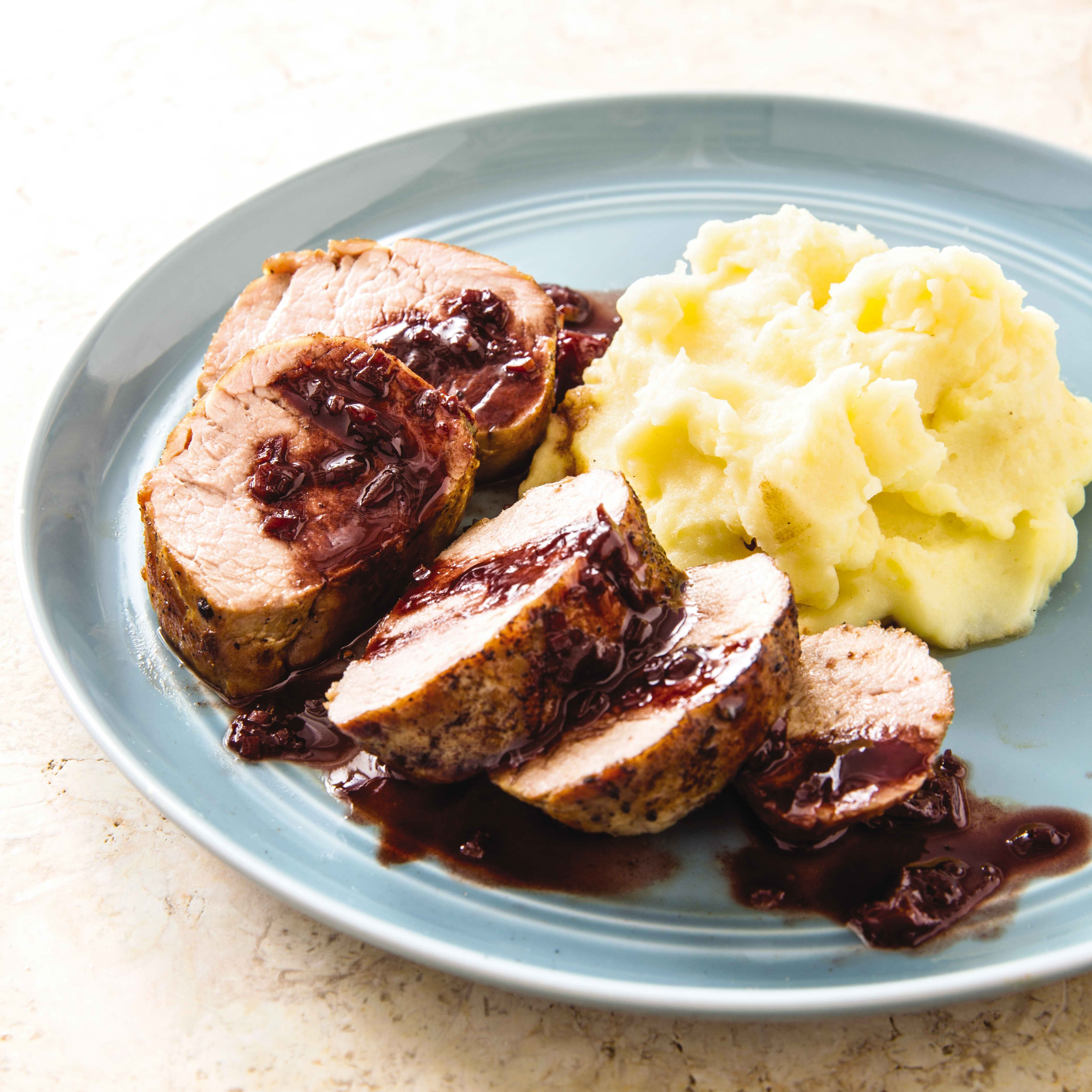 Cast Iron Pork Tenderloin with Port-Cherry Reduction