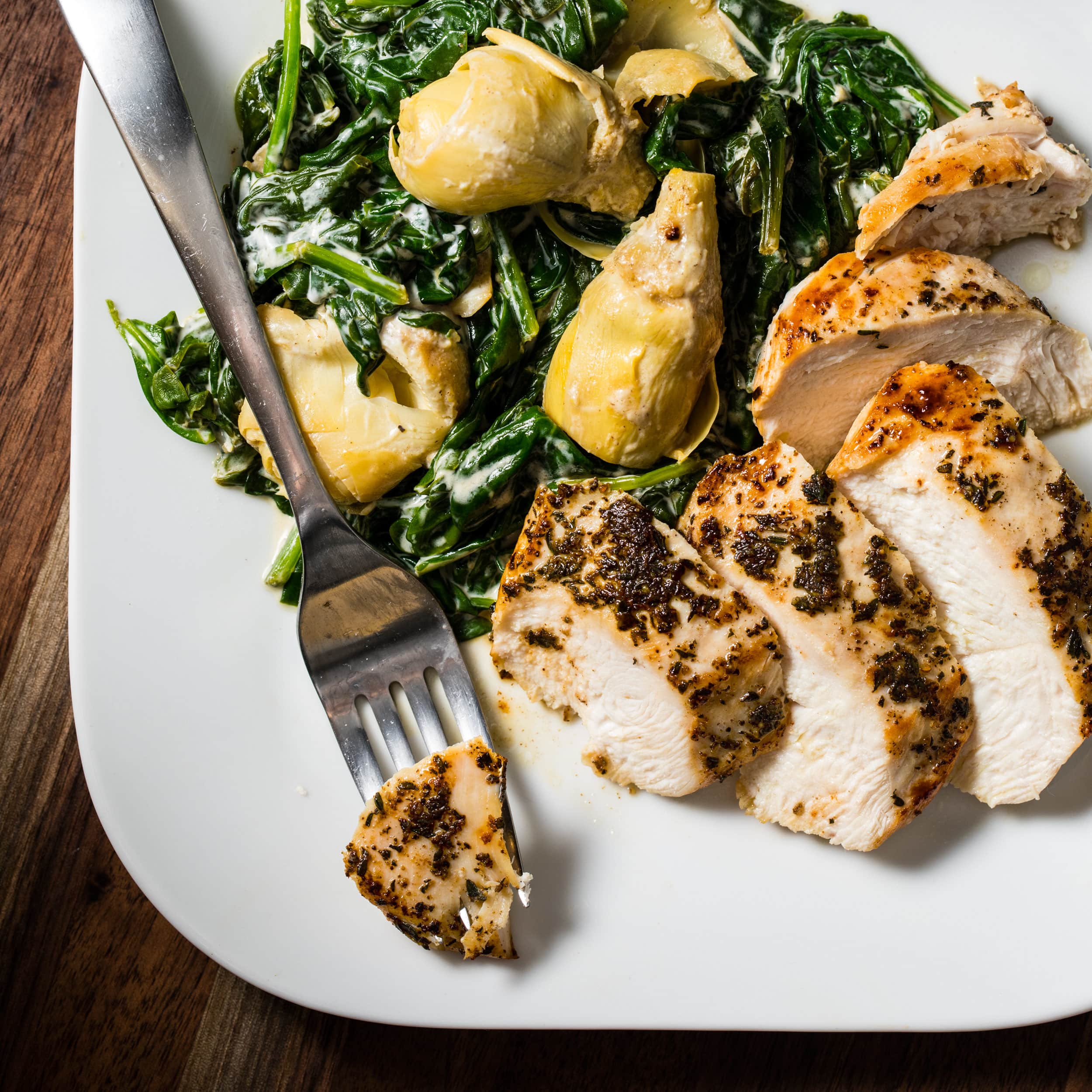 Pan-Seared Chicken Breasts with Artichokes and Spinach | America's Test Kitchen