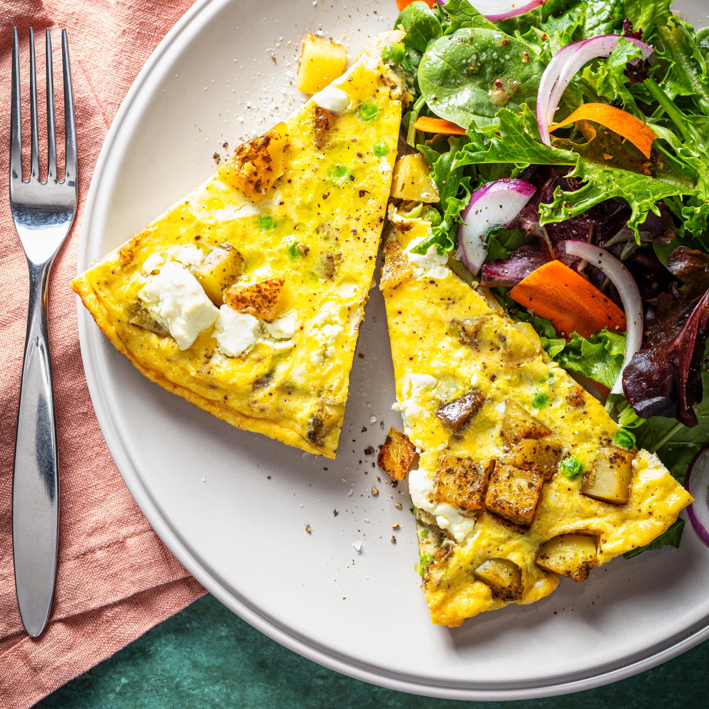 Pesto Potato Frittata with Peas and Goat Cheese