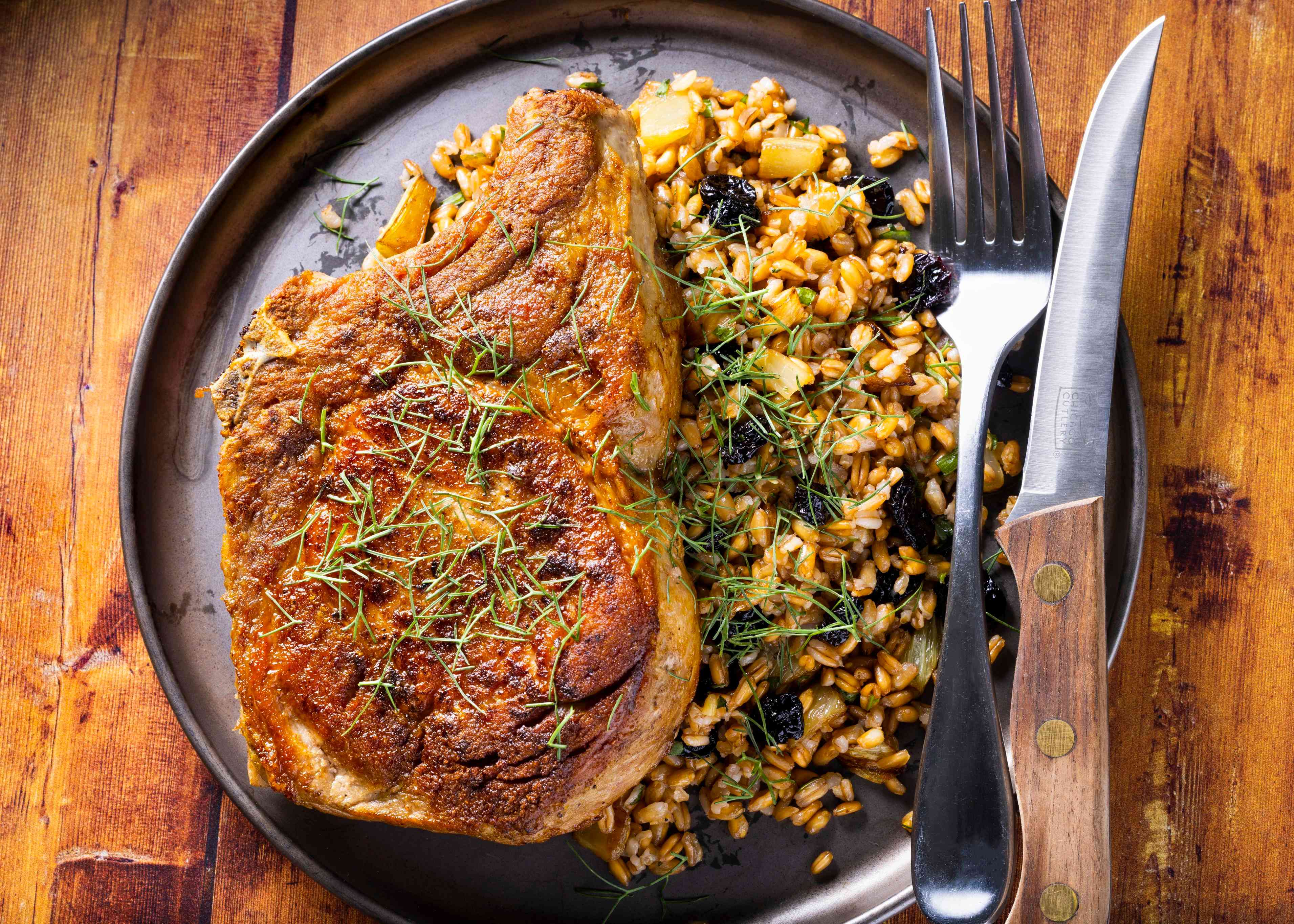 Pork Chops with Farro Salad