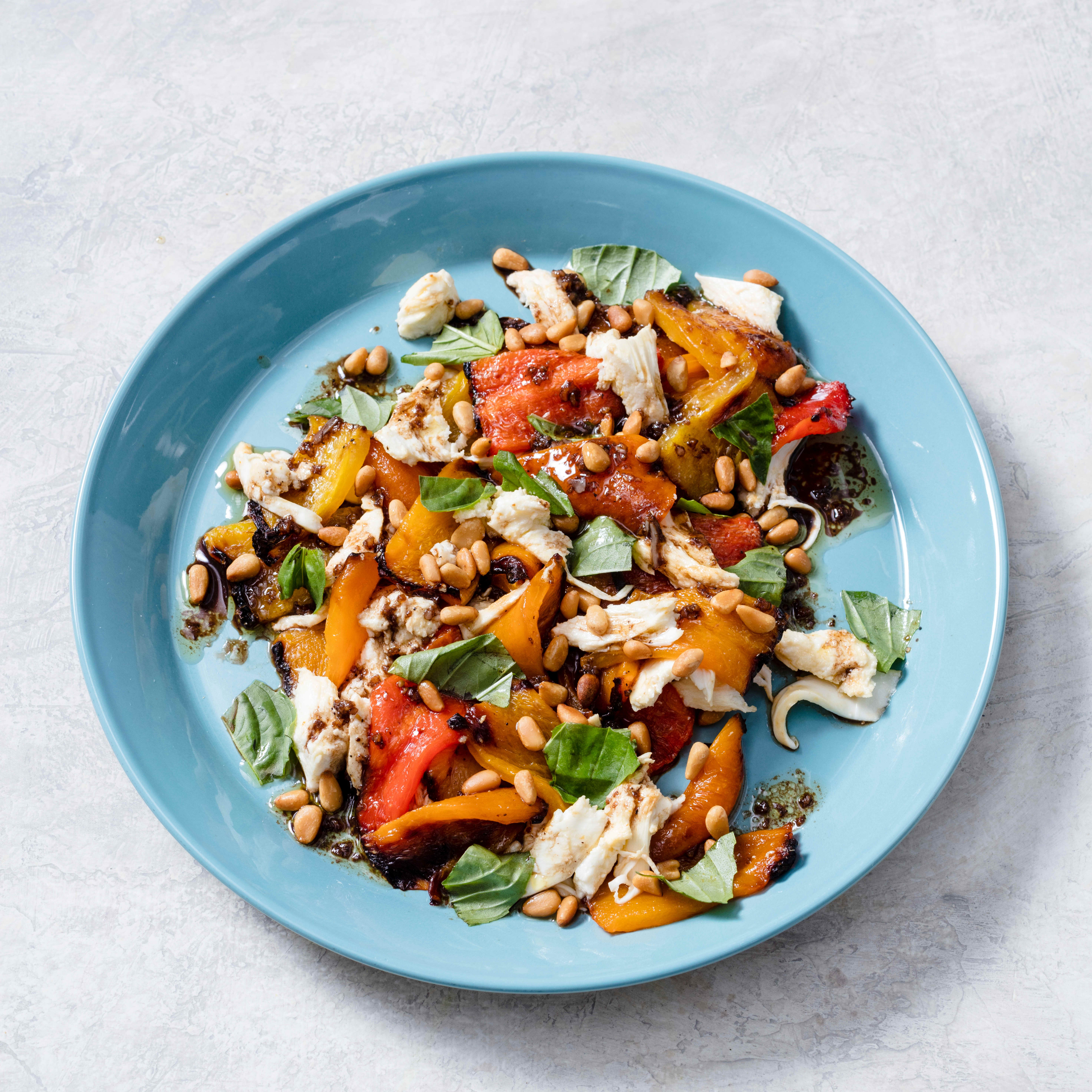 Air-Fryer Roasted Bell Pepper Salad with Mozzarella and Basil