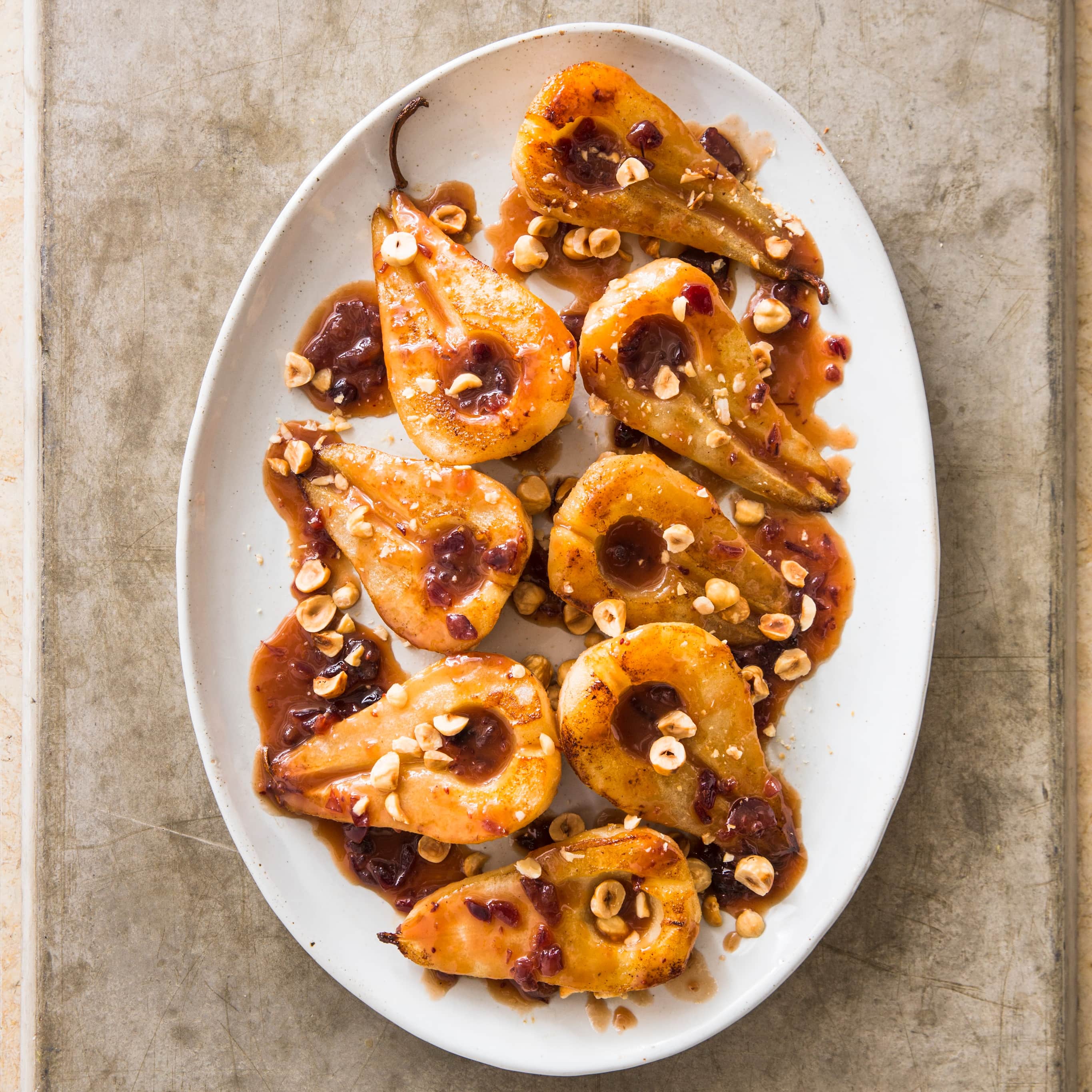 Roasted Pears with Cider–Caramel Sauce (Reduced Sugar)