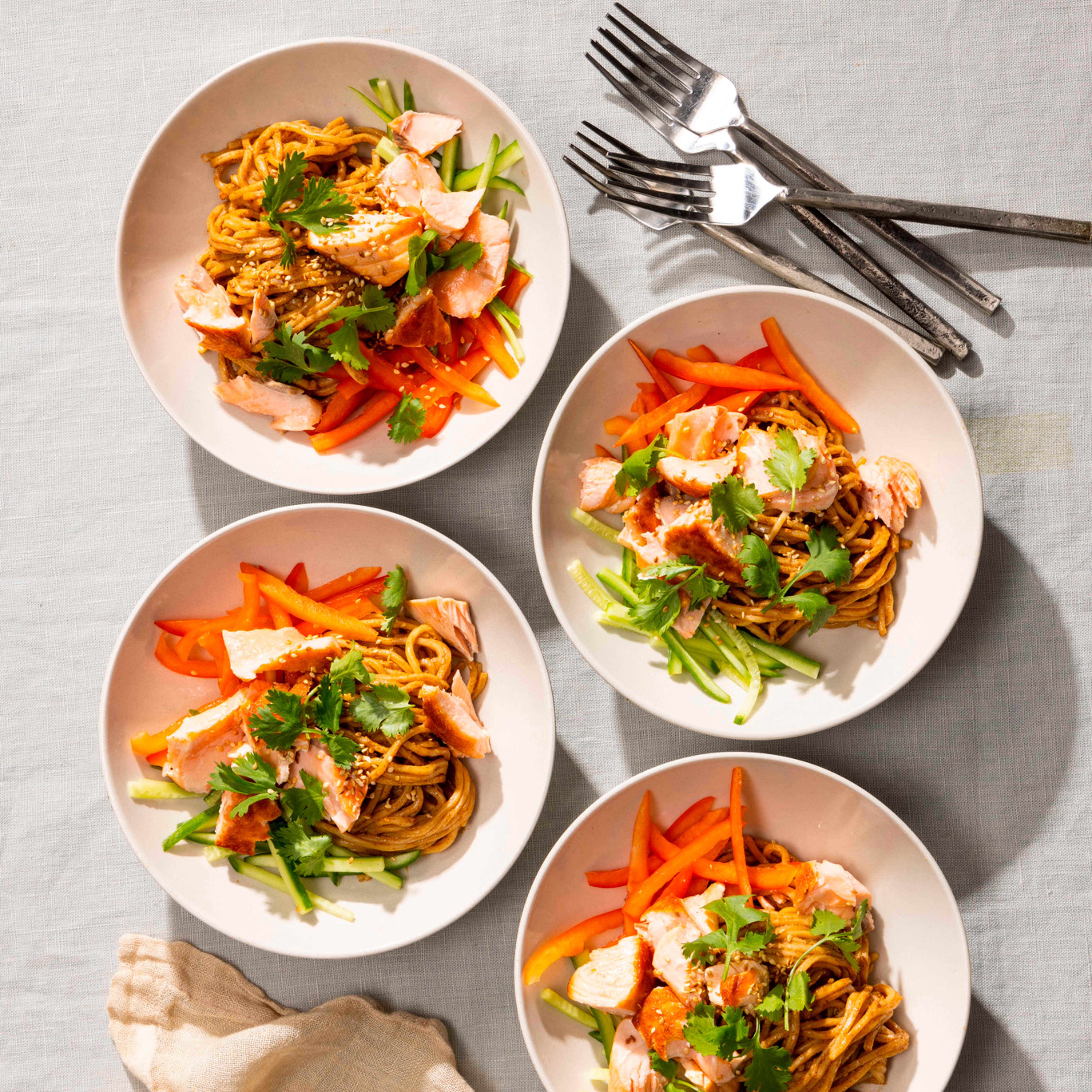 Sesame Noodles with Pan-Seared Salmon