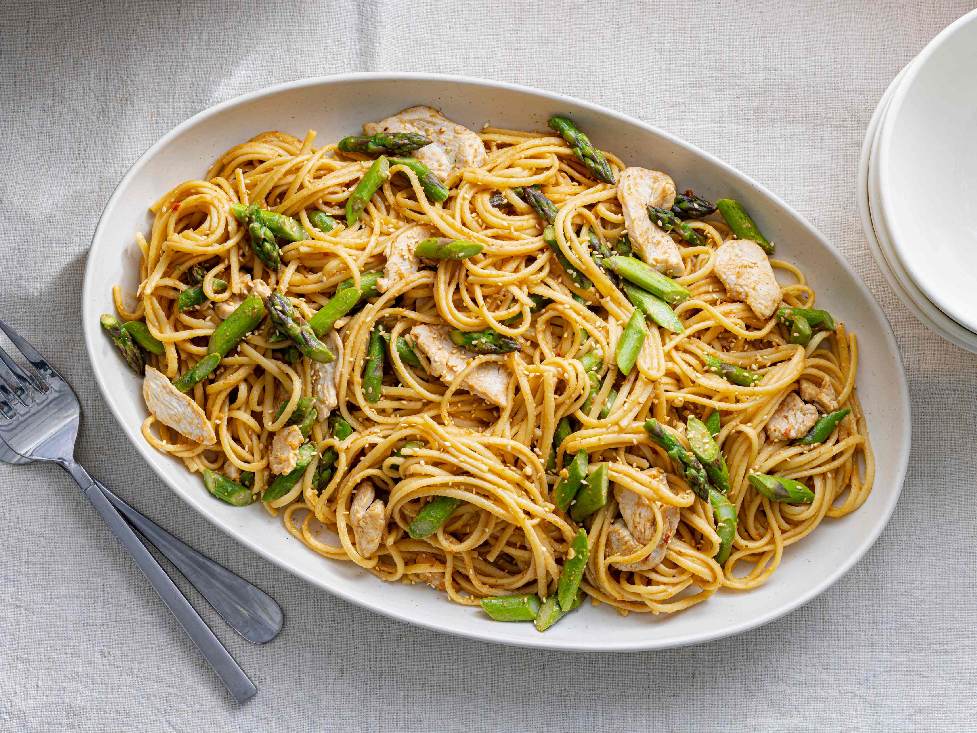 Sesame Noodles with Chicken and Asparagus
