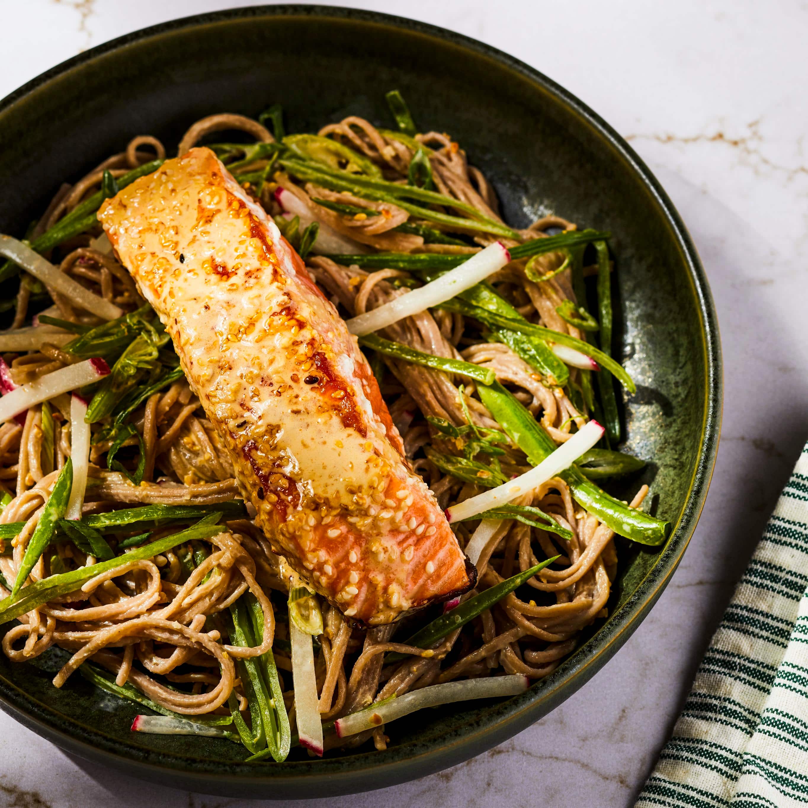 Sesame Salmon Soba Salad
