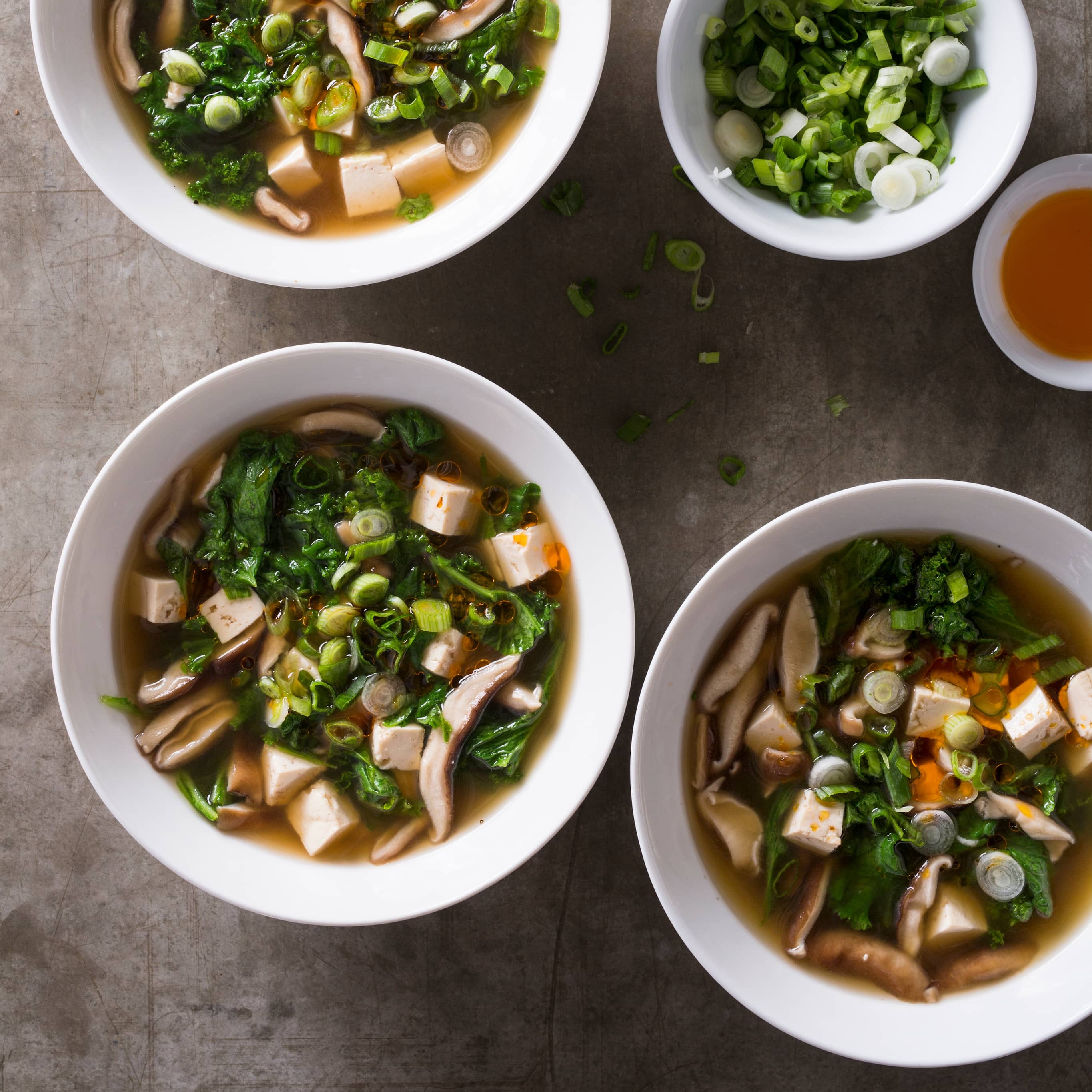 Shiitake, Tofu, and Mustard Greens Soup