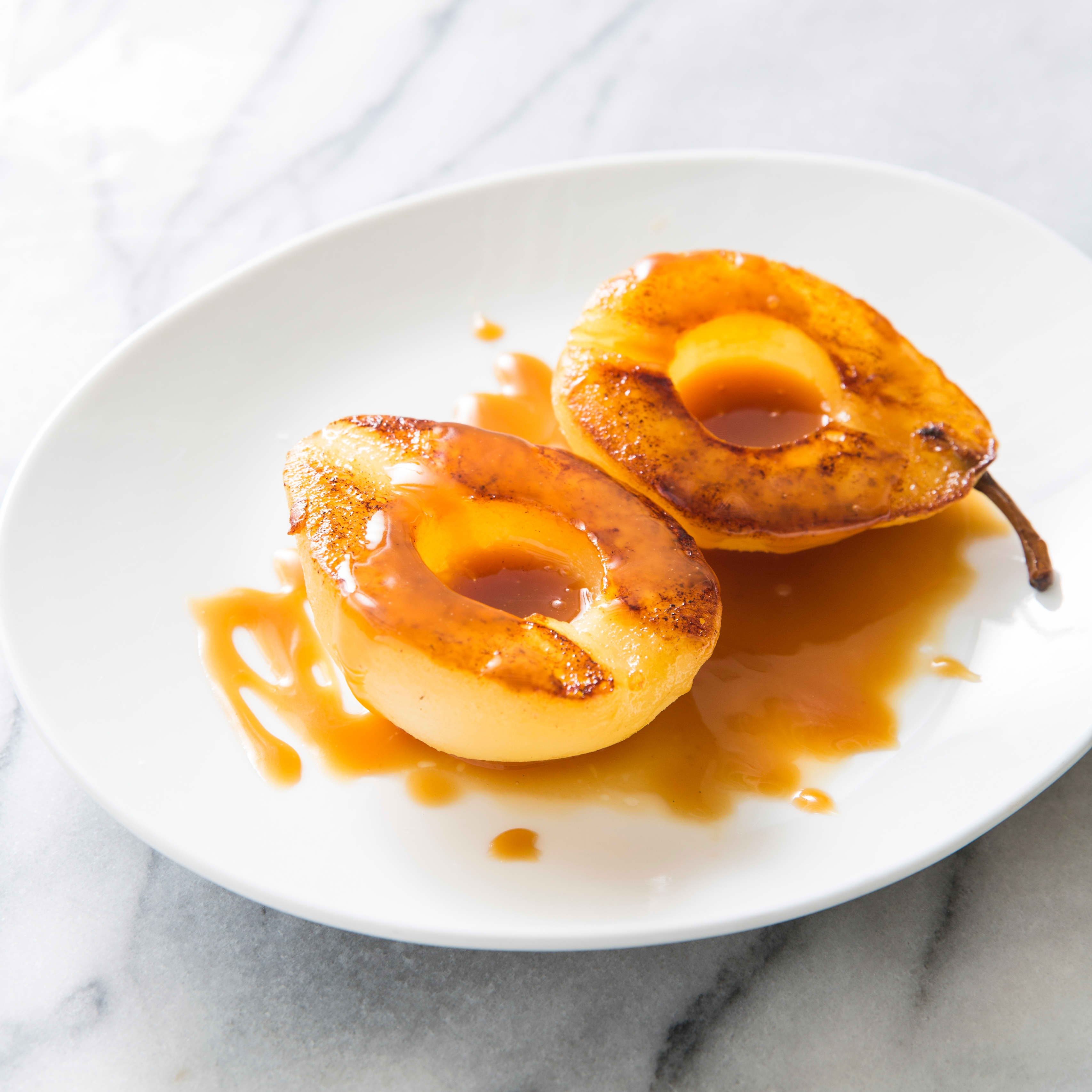 Cast Iron Skillet-Roasted Pears with Caramel Sauce | America's Test Kitchen