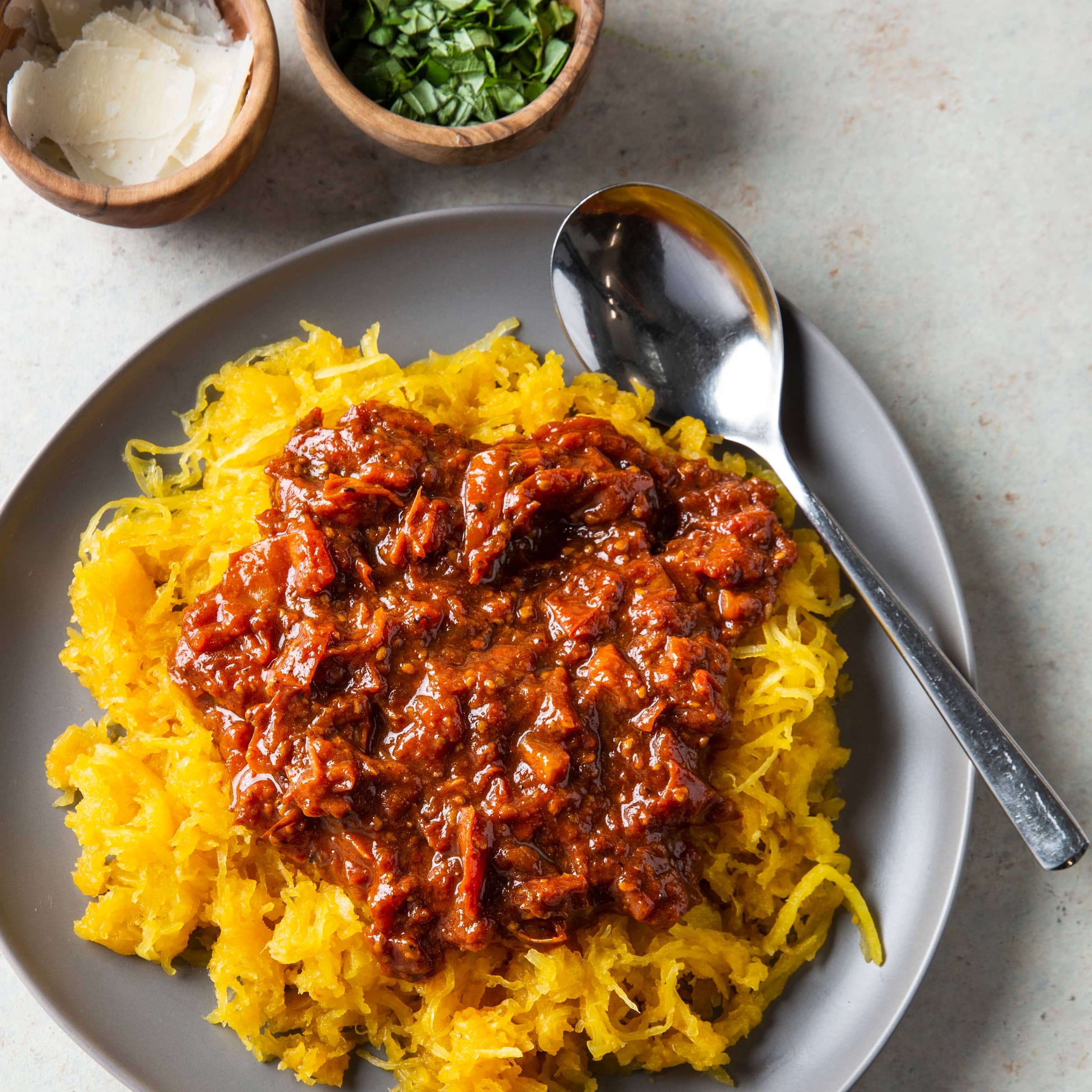 Pressure-Cooker Spaghetti Squash with Fresh Tomato Sauce | America's Test Kitchen
