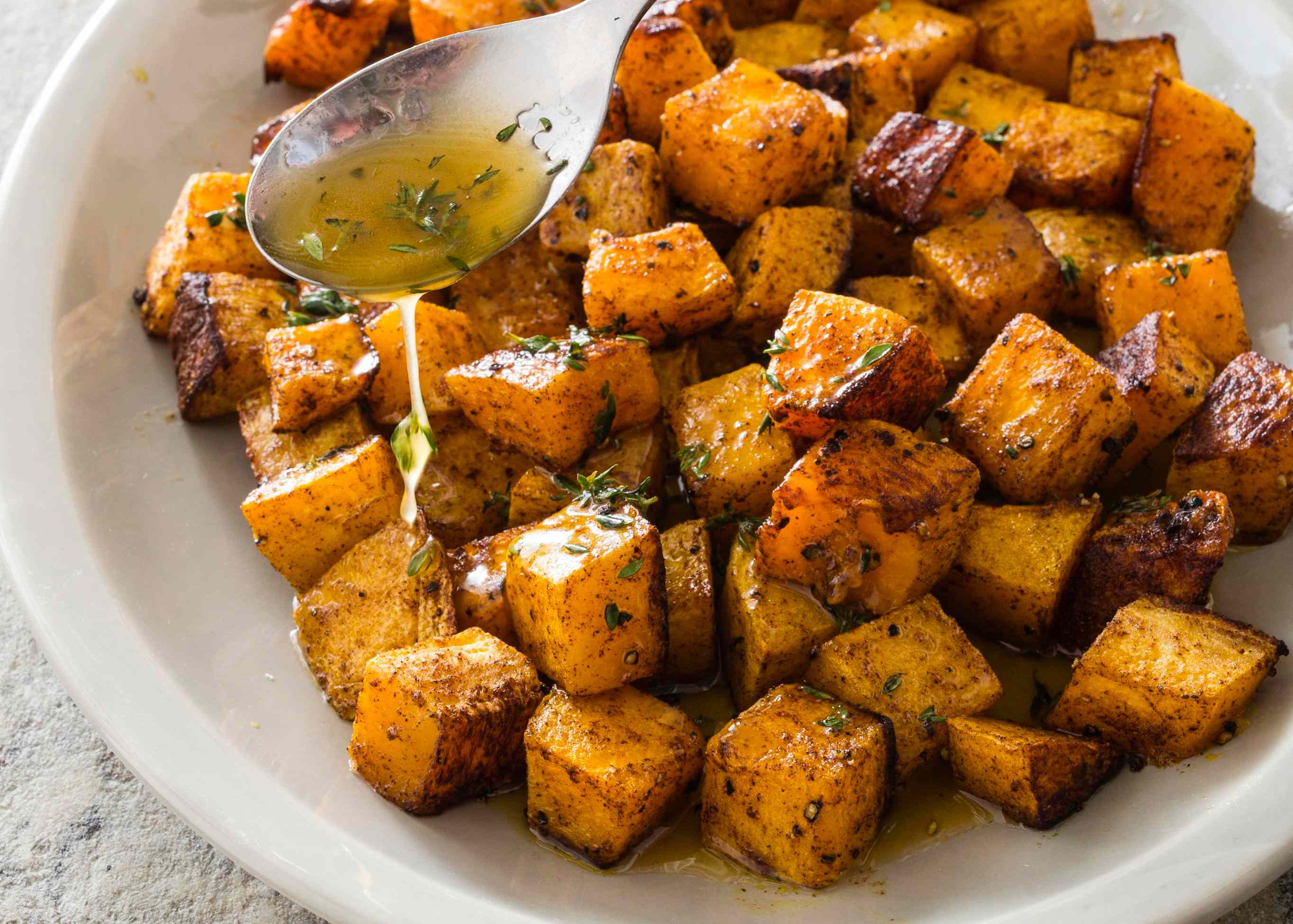 Spice-Roasted Butternut Squash with Honey-Lemon Butter | America's Test Kitchen