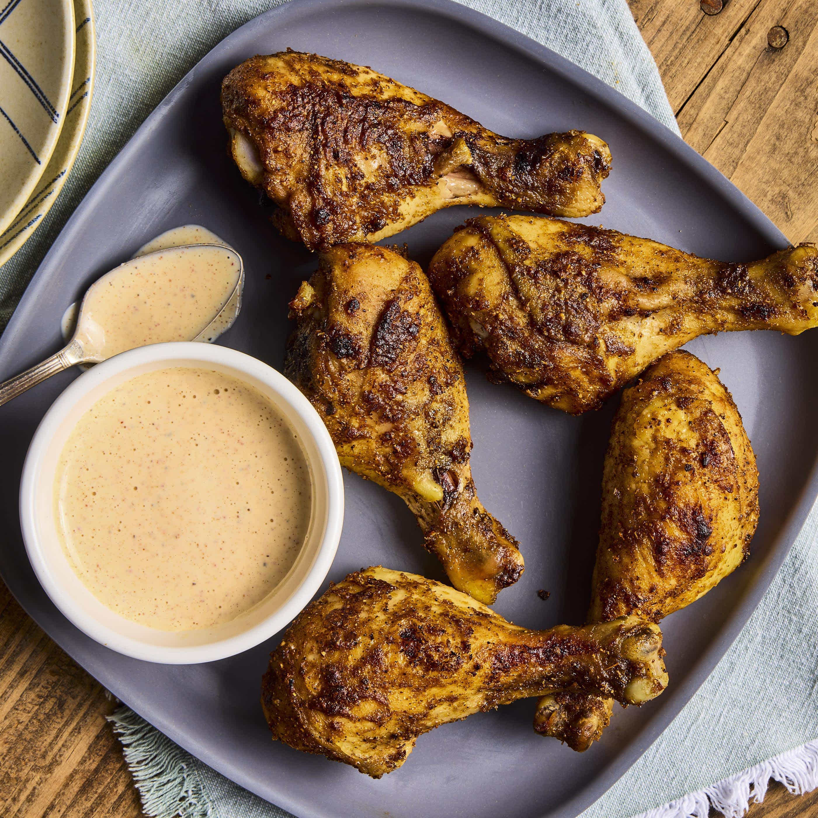 Barbecue Spice–Roasted Chicken Drumsticks with White Barbecue Sauce ...