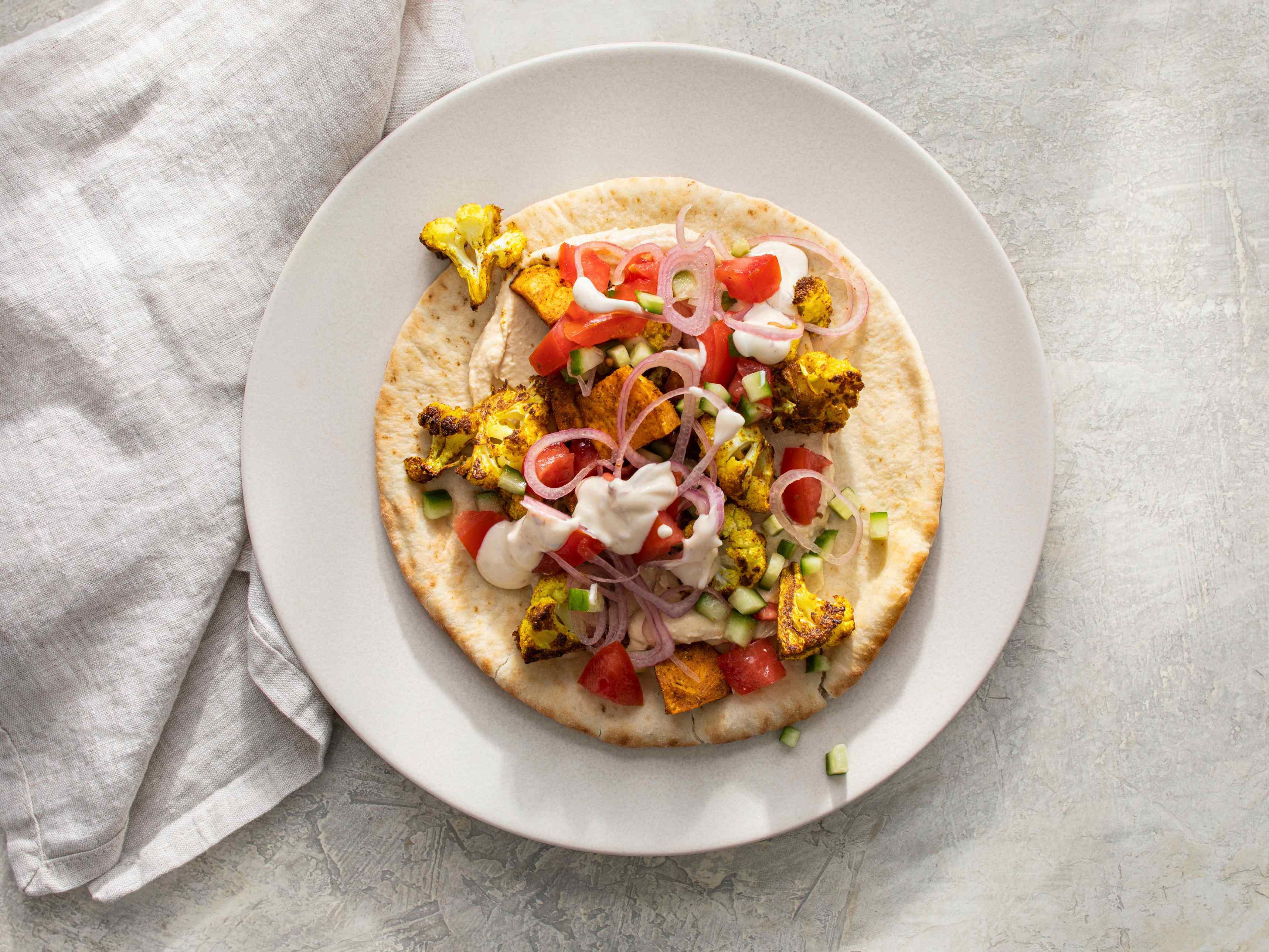 Spiced Cauliflower and Sweet Potato Wraps