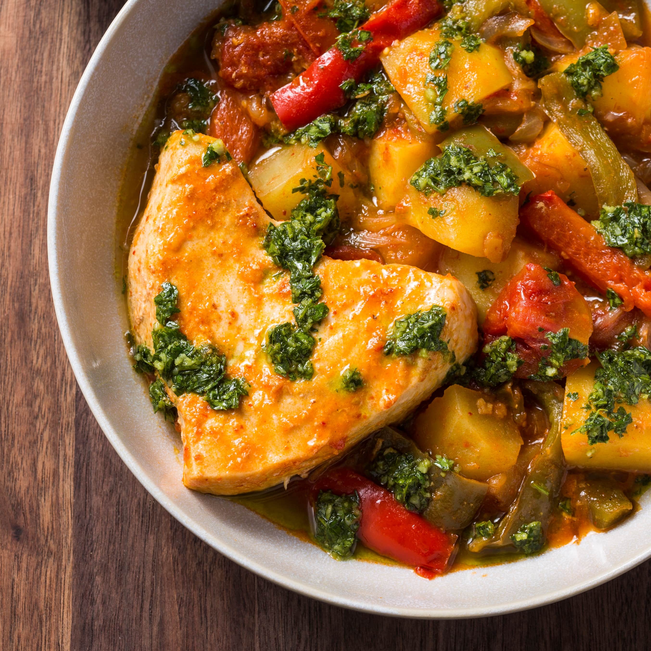 Instant Pot Swordfish with Peppers and Potatoes Recipe | America's Test Kitchen