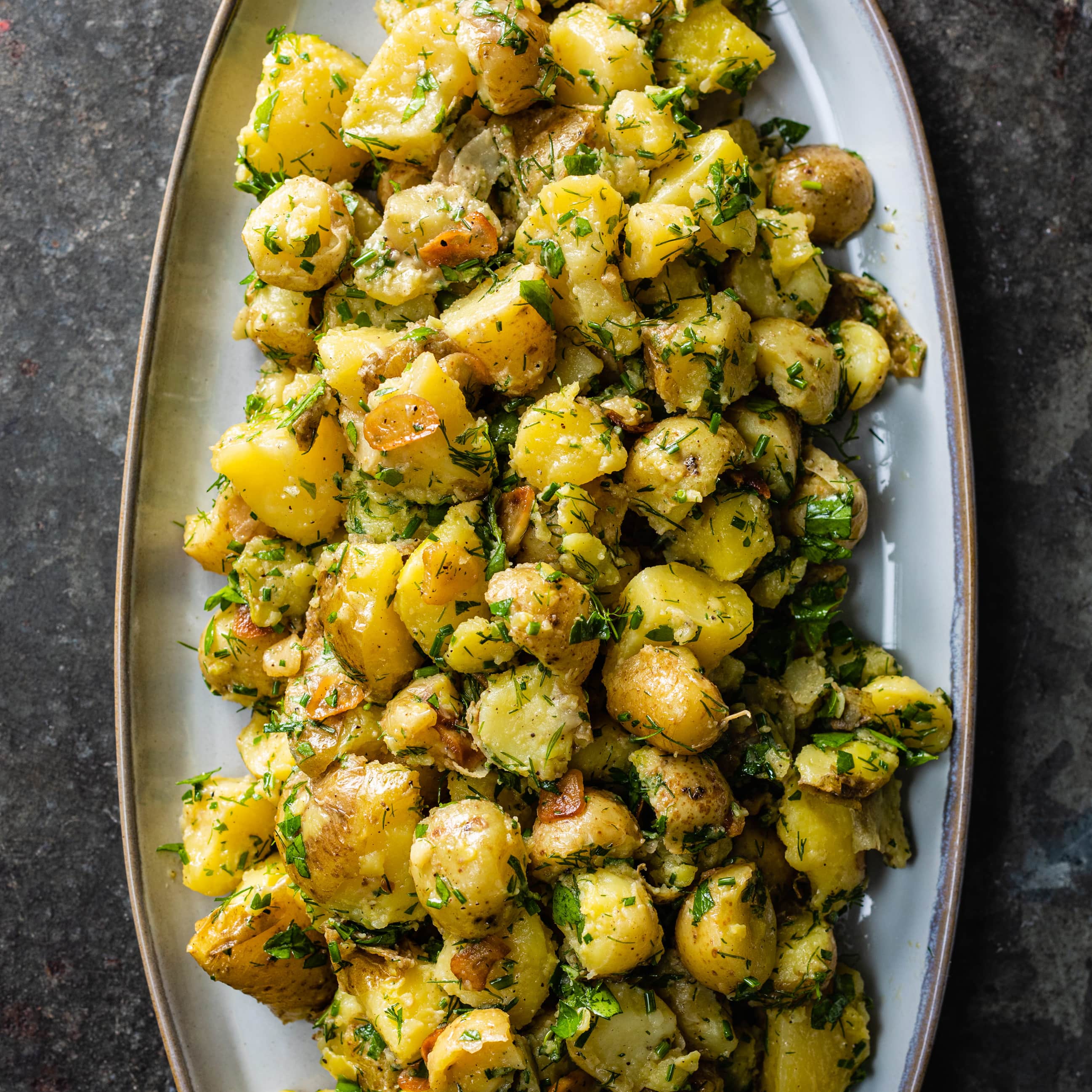 Torn Potato Salad with Toasted Garlic and Herb Dressing | America's Test Kitchen