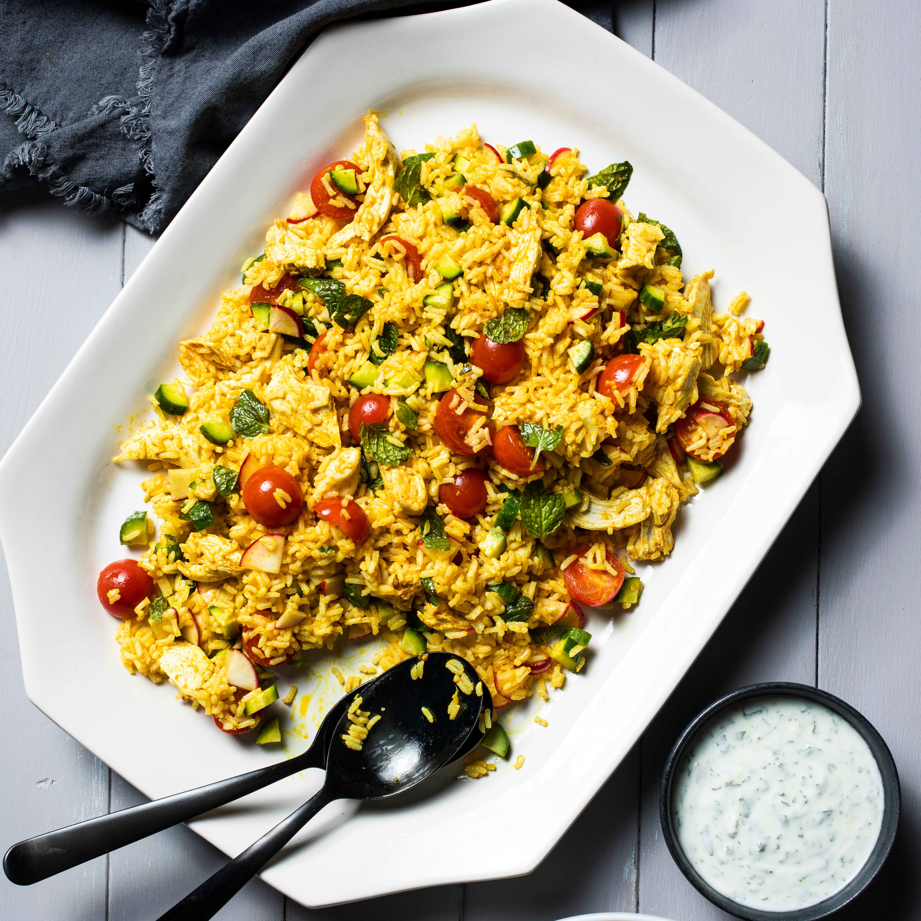 Turmeric Rice and Chicken Salad with Herbs