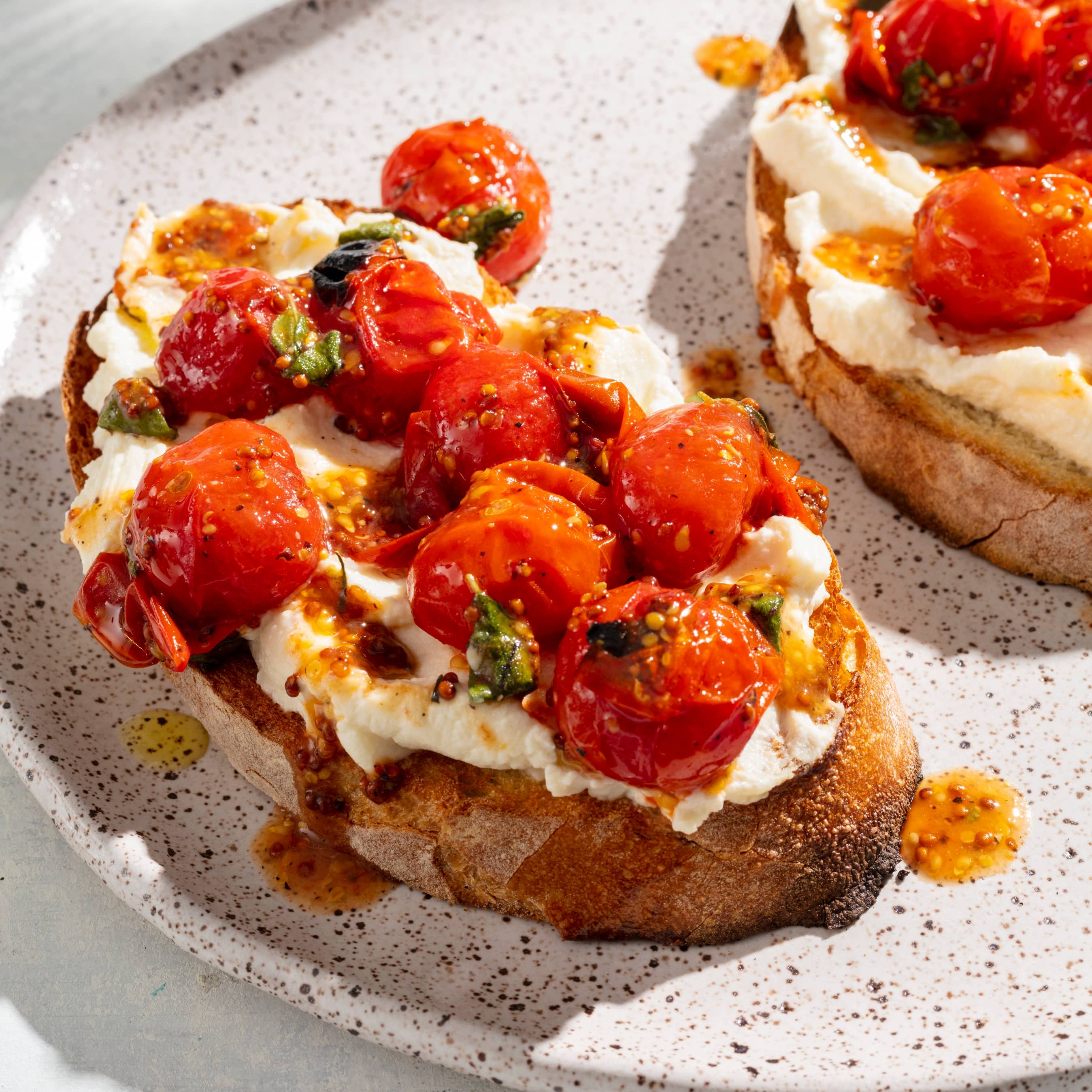Open-Faced Cherry Tomato Ricotta Sandwiches