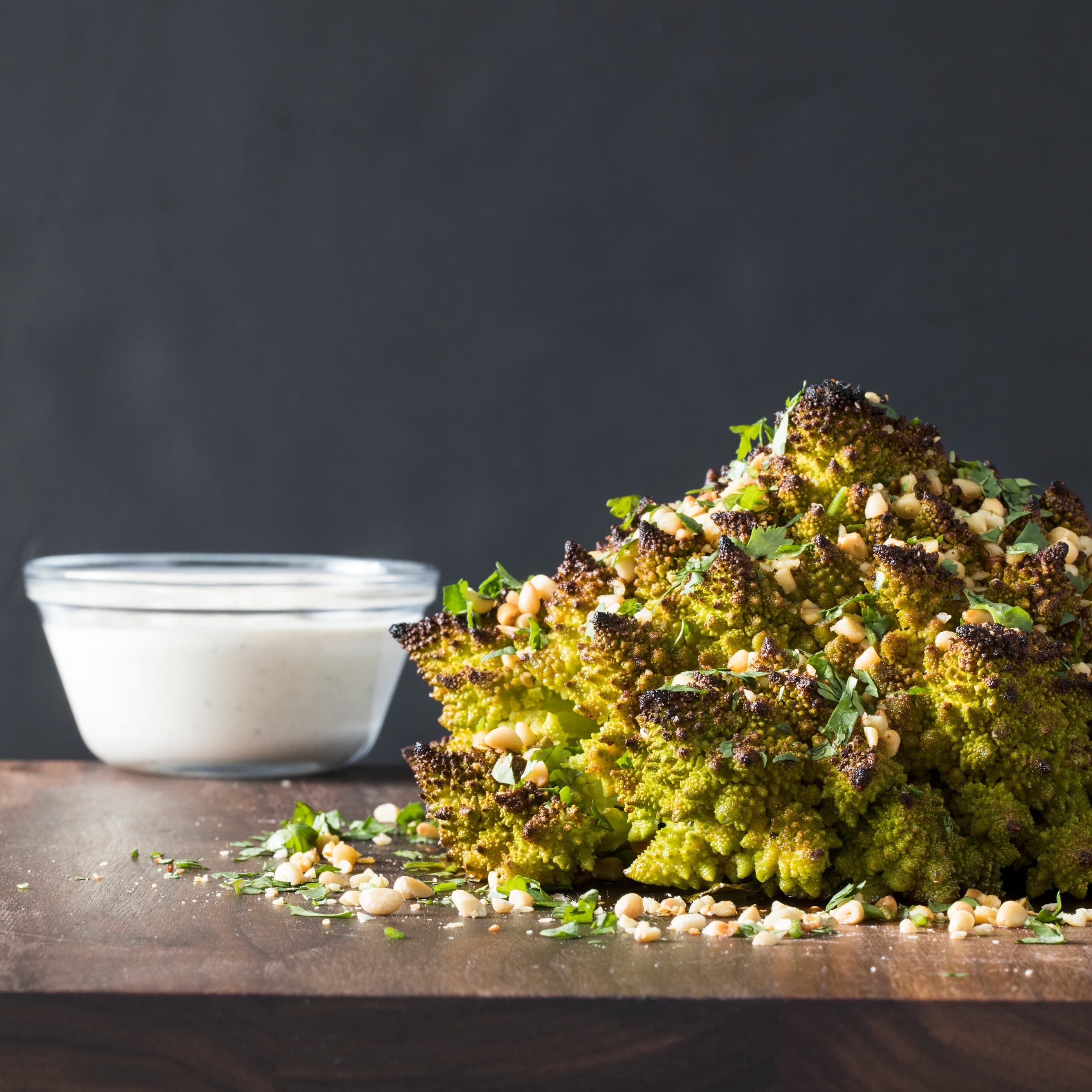 Whole Romanesco with Berbere and Yogurt-Tahini Sauce