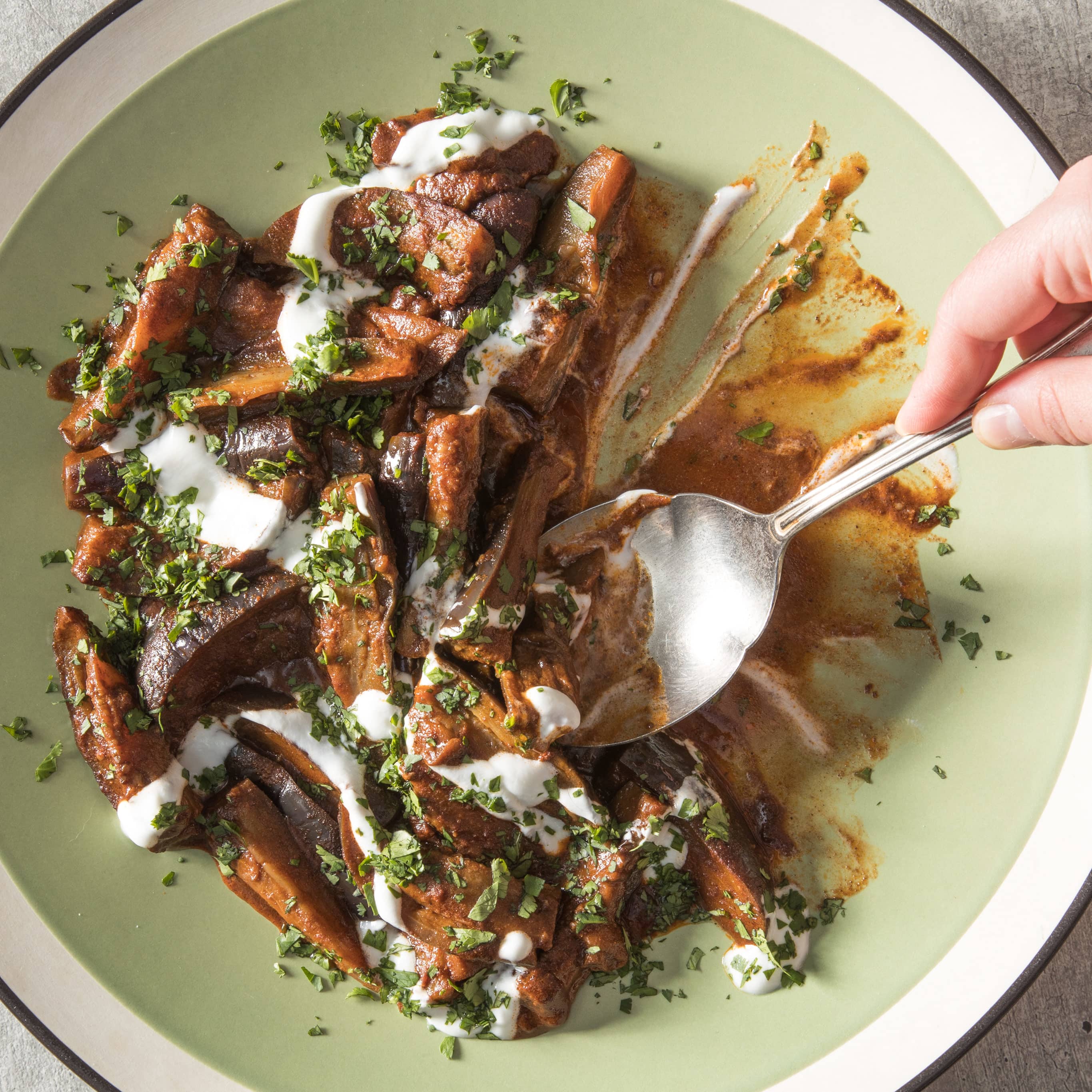 Braised Eggplant with Paprika, Coriander, and Yogurt