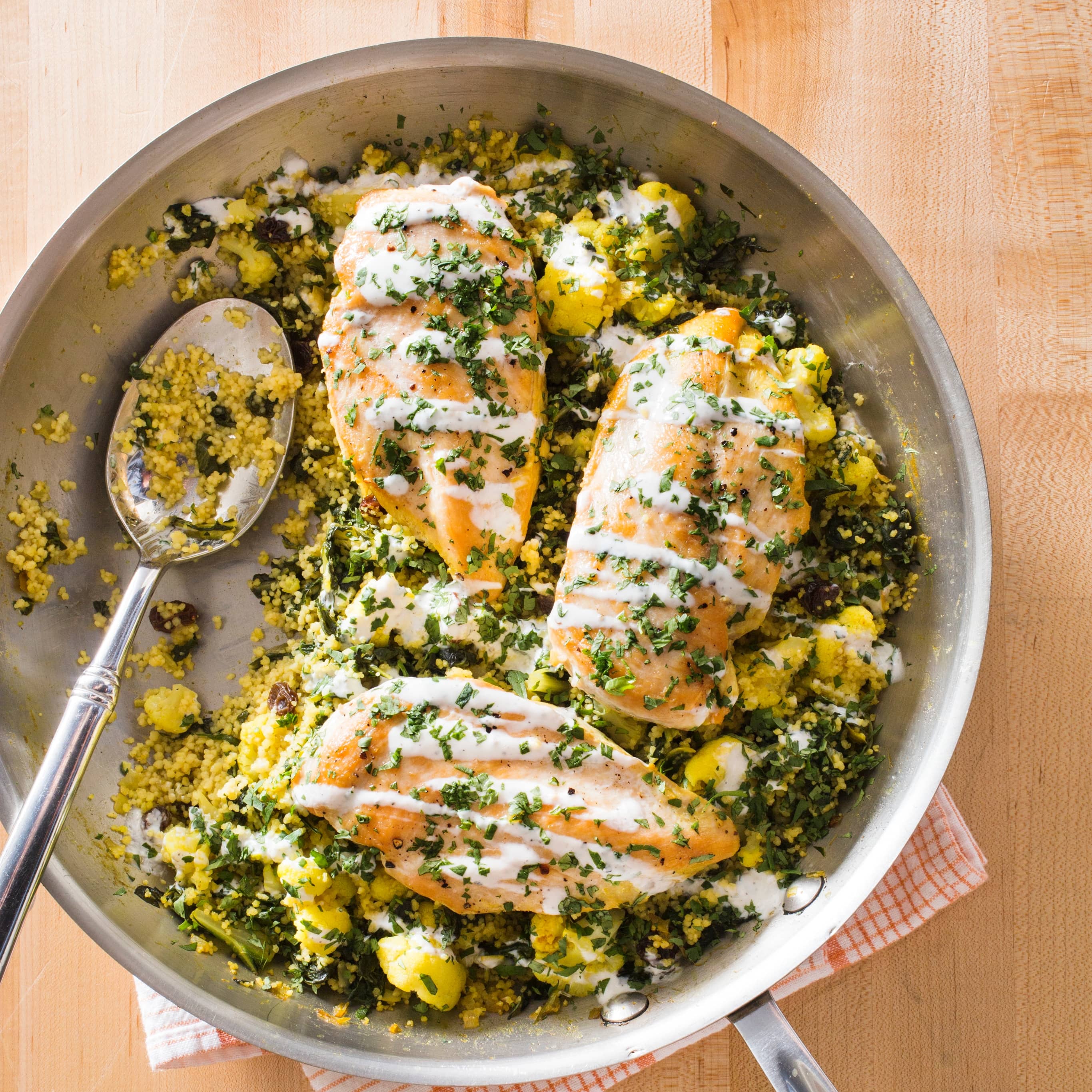 Curried Vegetable Couscous and Chicken with Lime-Yogurt Sauce