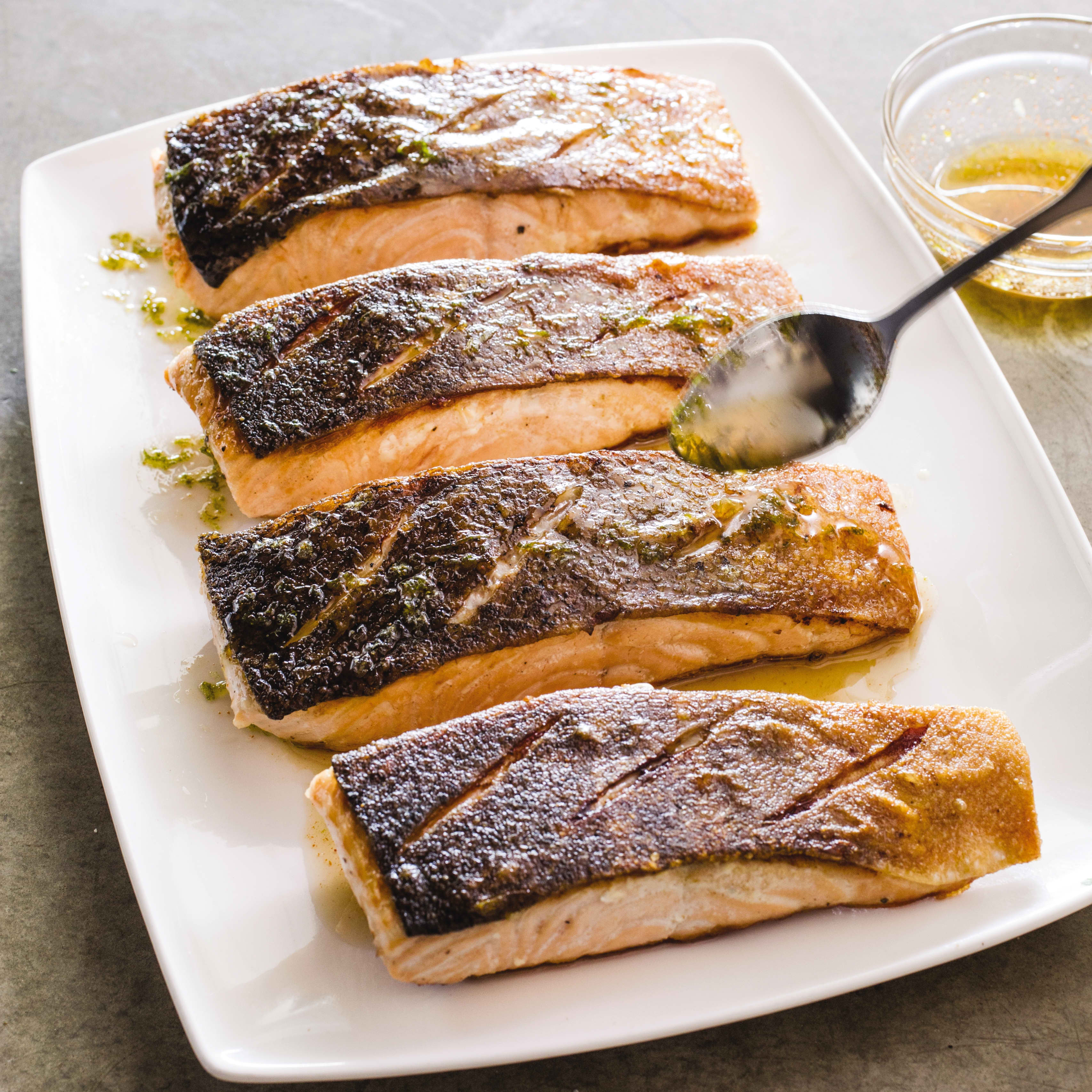 Cast Iron Crisp-Skin Salmon with Honey-Lime Sauce | America's Test Kitchen