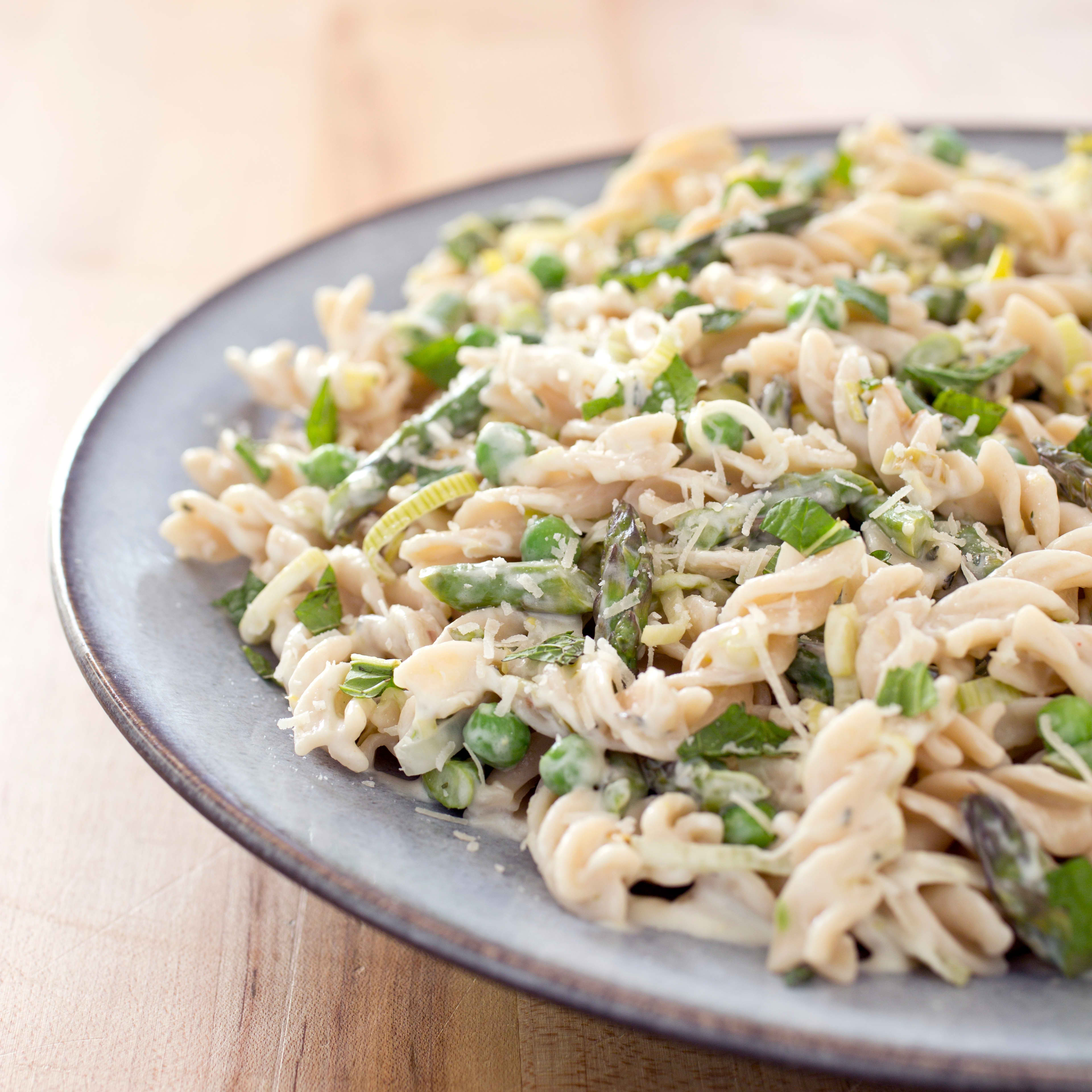 Gluten-Free Fusilli with Spring Vegetable Cream Sauce