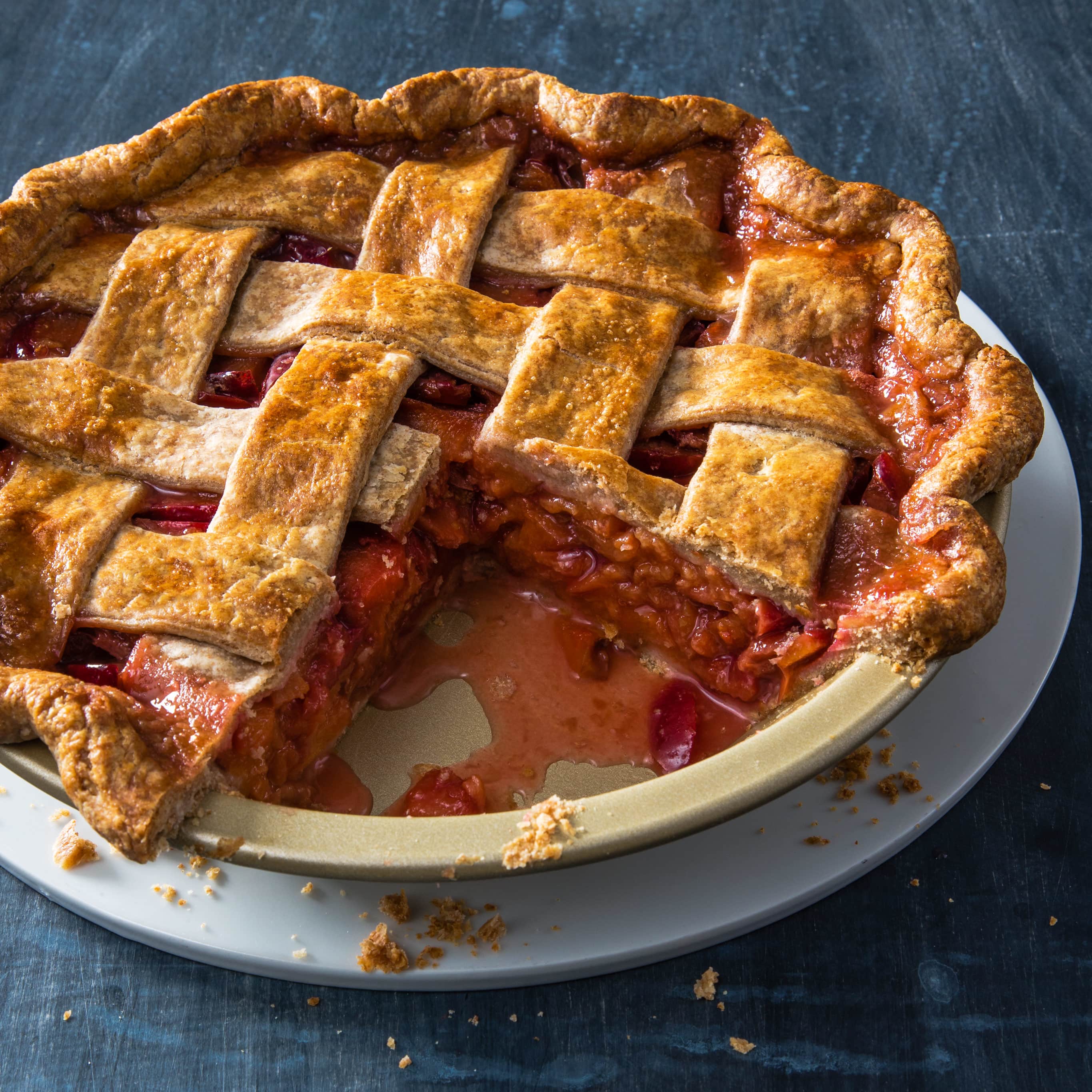 Fresh Plum-Ginger Pie with Whole-Wheat Lattice-Top Crust | America's Test Kitchen